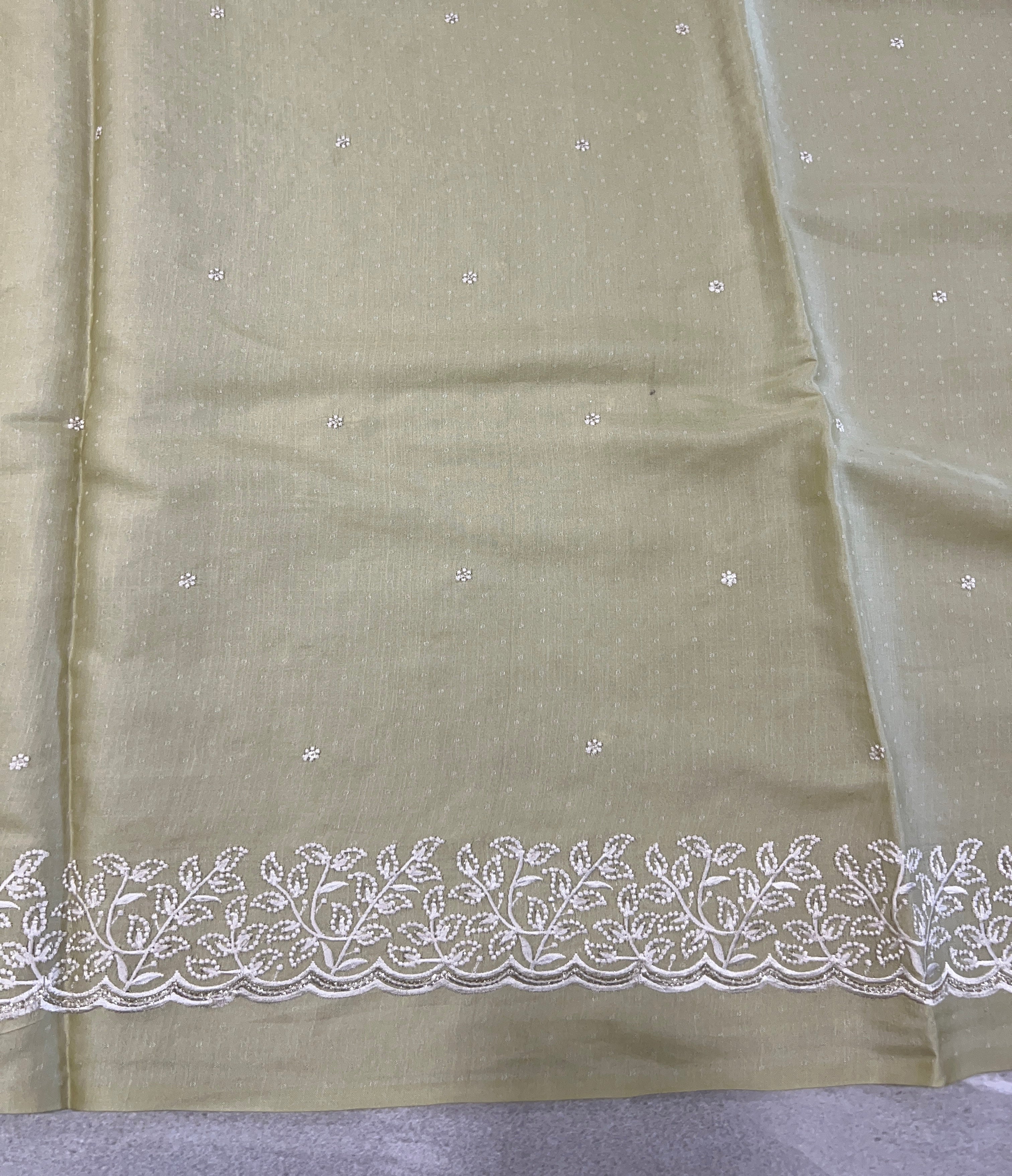 Machine Embroidery Detailed Semi Tussar Saree | SUN544