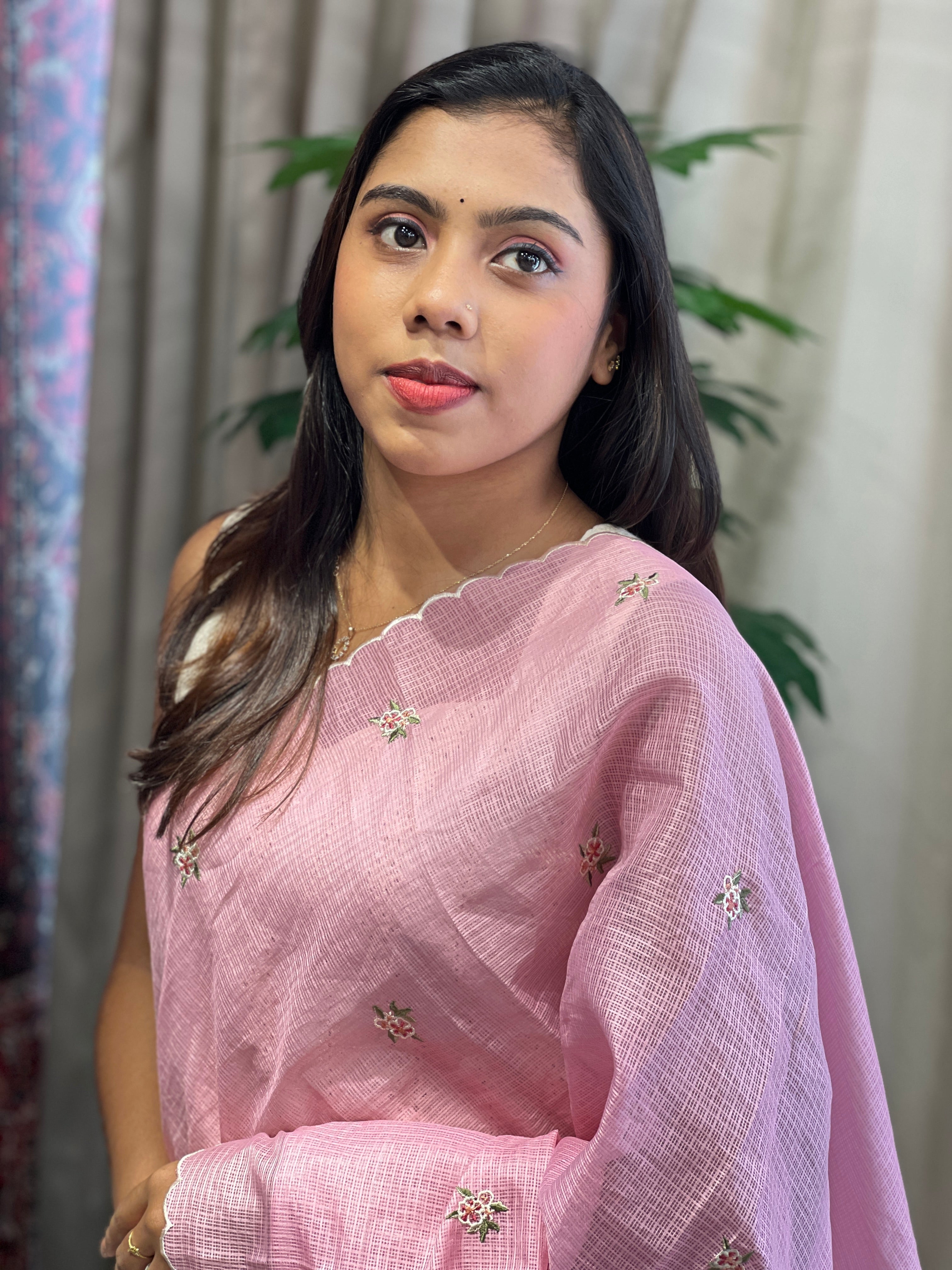 Floral Embroidery Detailed Silky Kota Saree | BLD2028