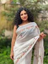 Floral Hand Embroidery Design Linen Saree  |  RP371