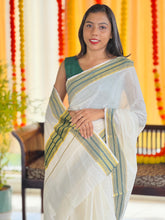 Kara With Zari Stripe Border Detailed Kerala Cotton Saree | KL364