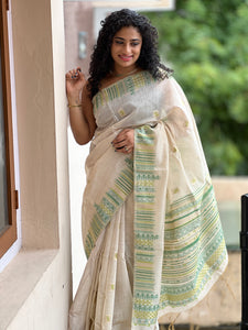 Geometrical Weaving Pattern Cotton Silk Saree | GMS123