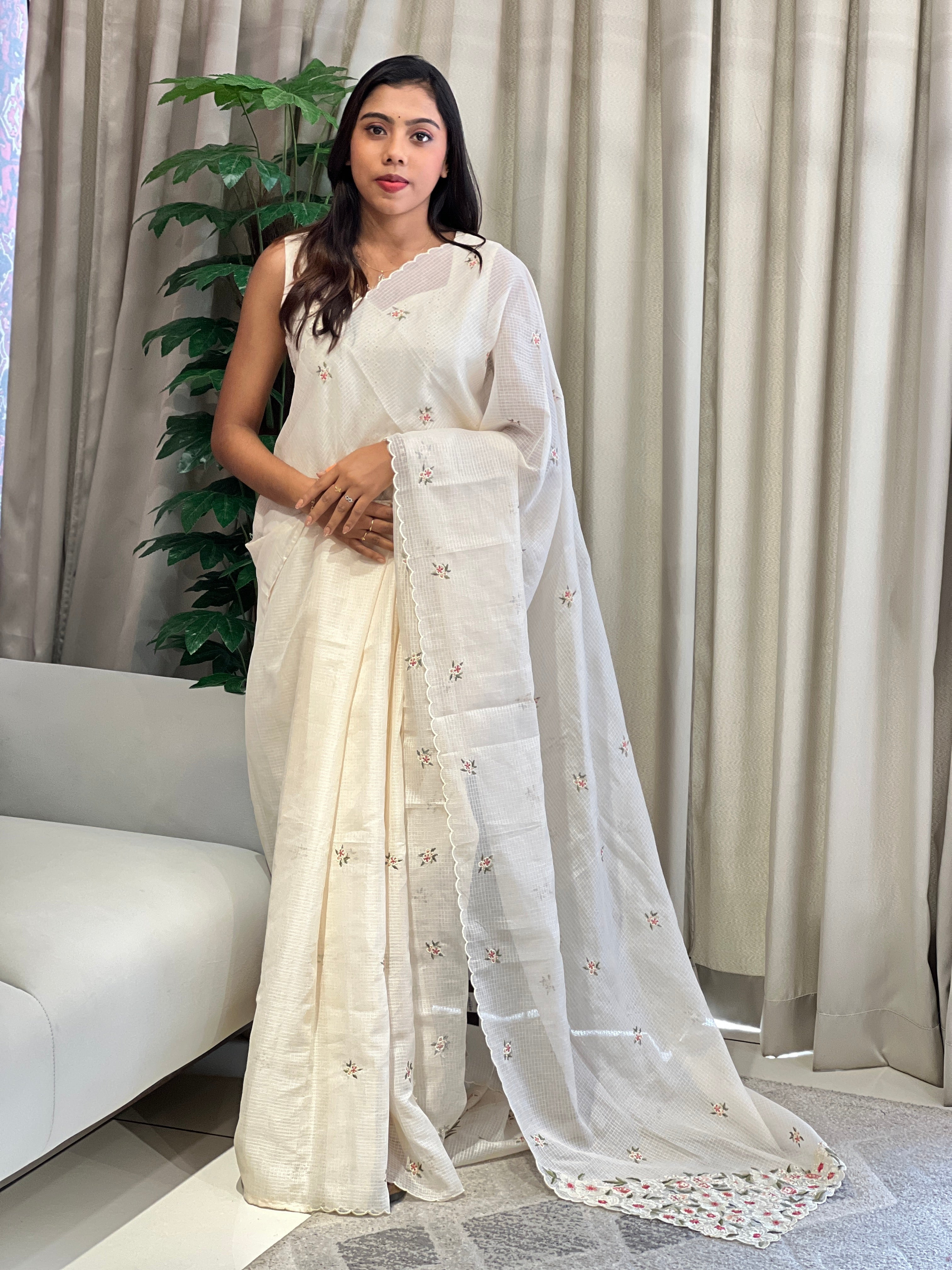 Floral Embroidery Detailed Silky Kota Saree | BLD2026