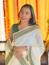 Kara With Zari Stripe Border Detailed Kerala Cotton Saree | KL364