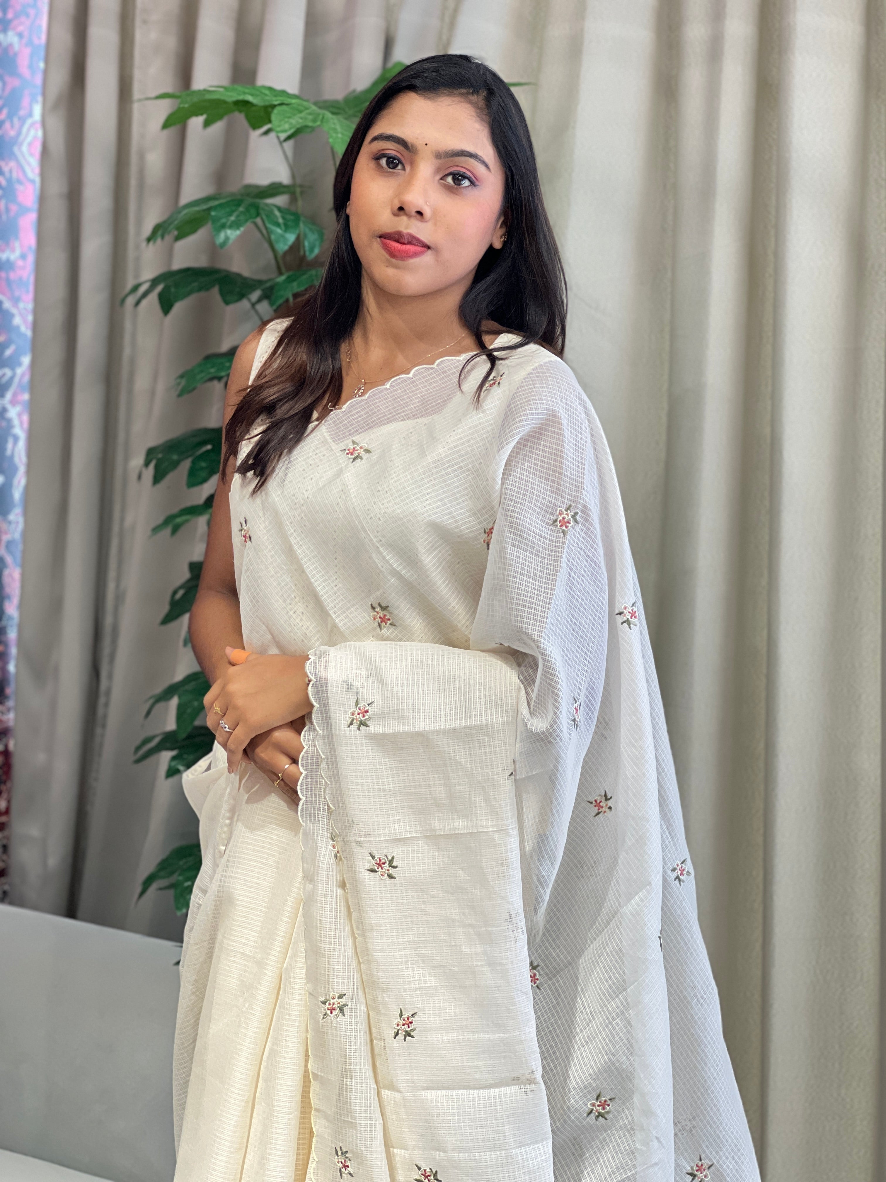 Floral Embroidery Detailed Silky Kota Saree | BLD2026