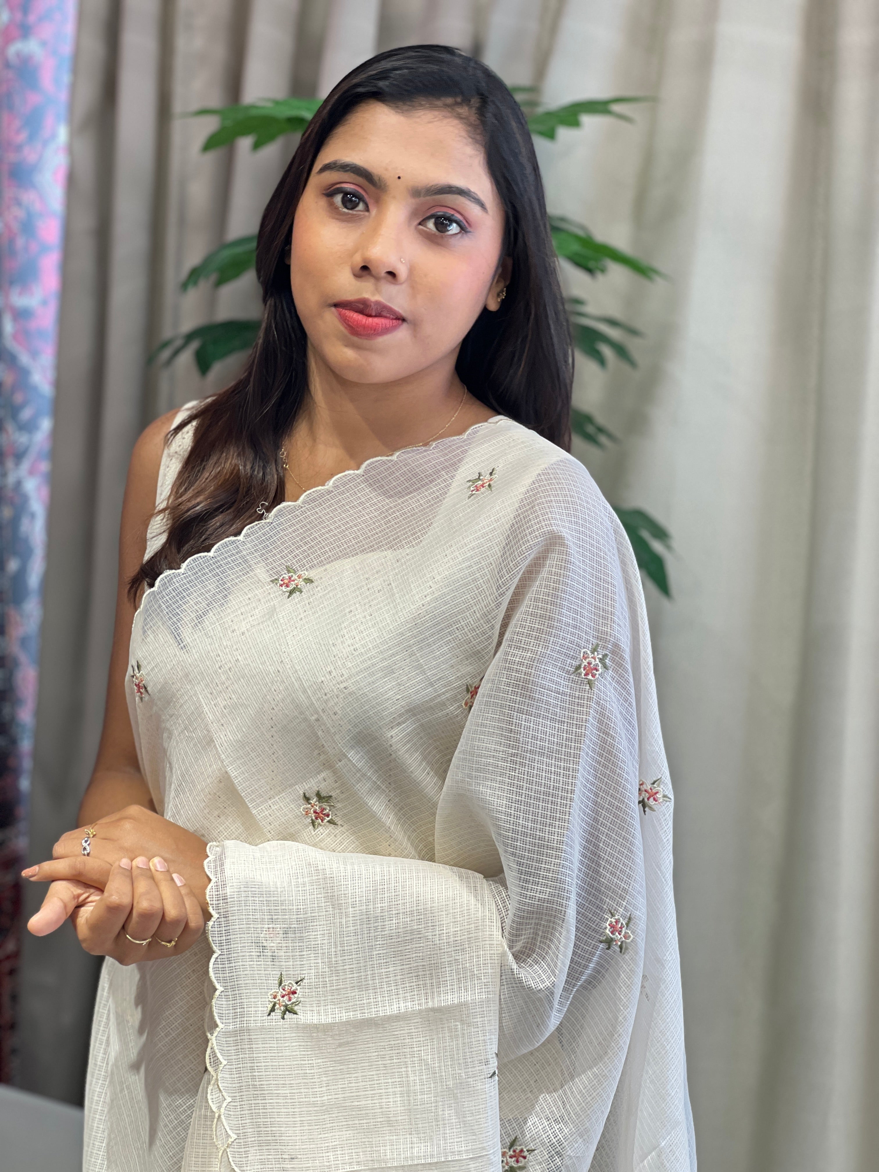 Floral Embroidery Detailed Silky Kota Saree | BLD2026