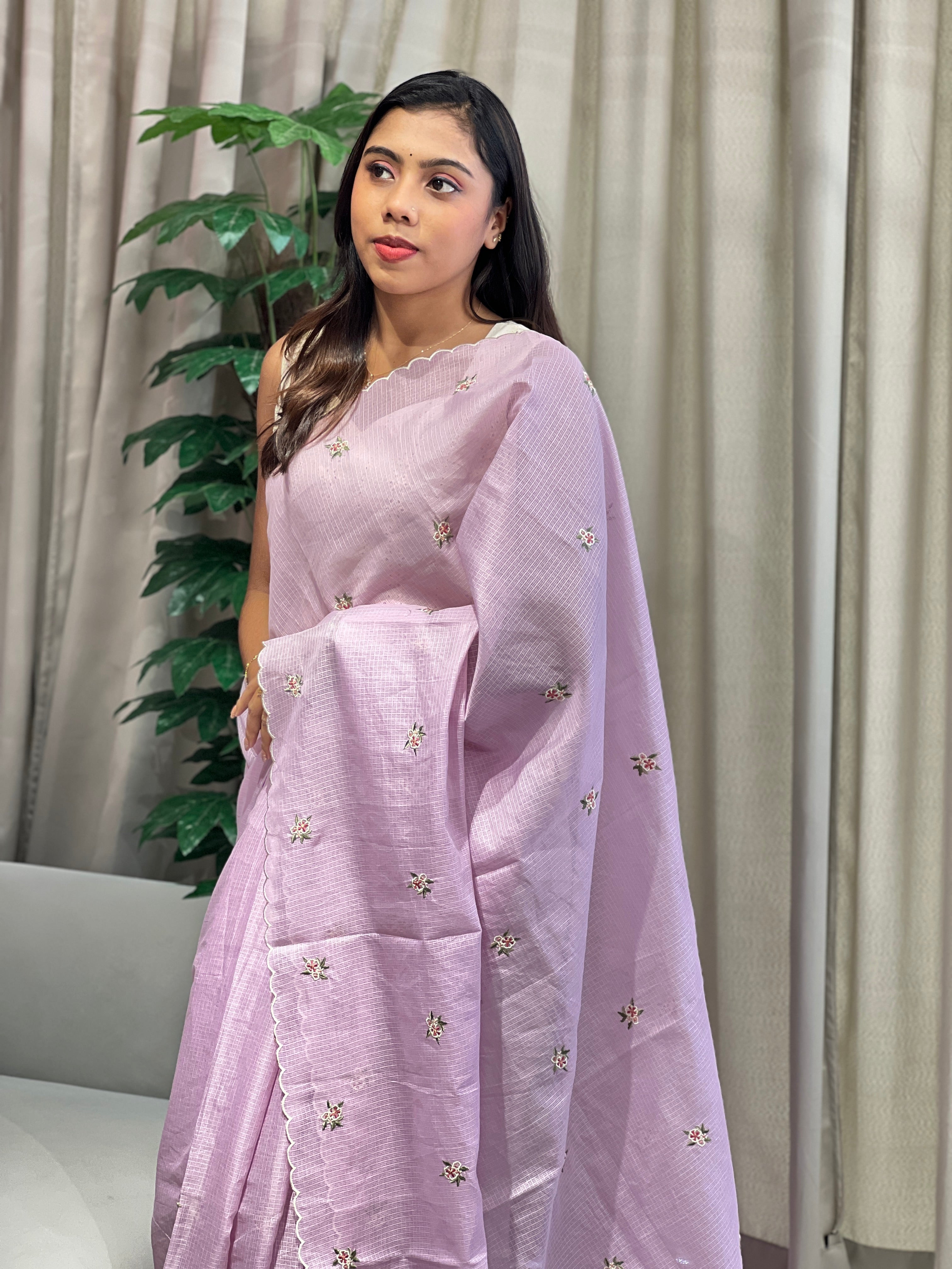 Floral Embroidery Detailed Silky Kota Saree | BLD2025