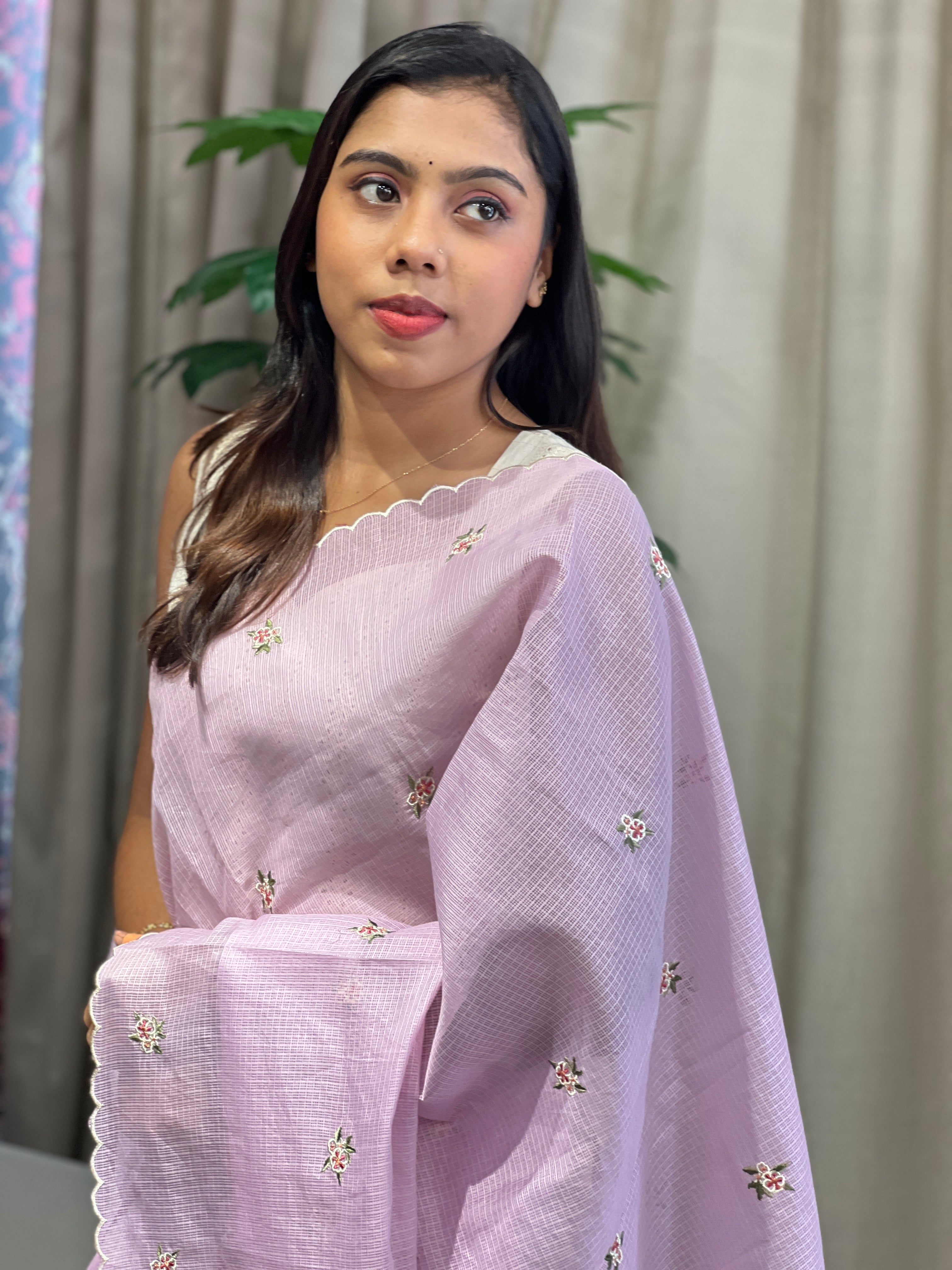 Floral Embroidery Detailed Silky Kota Saree | BLD2025