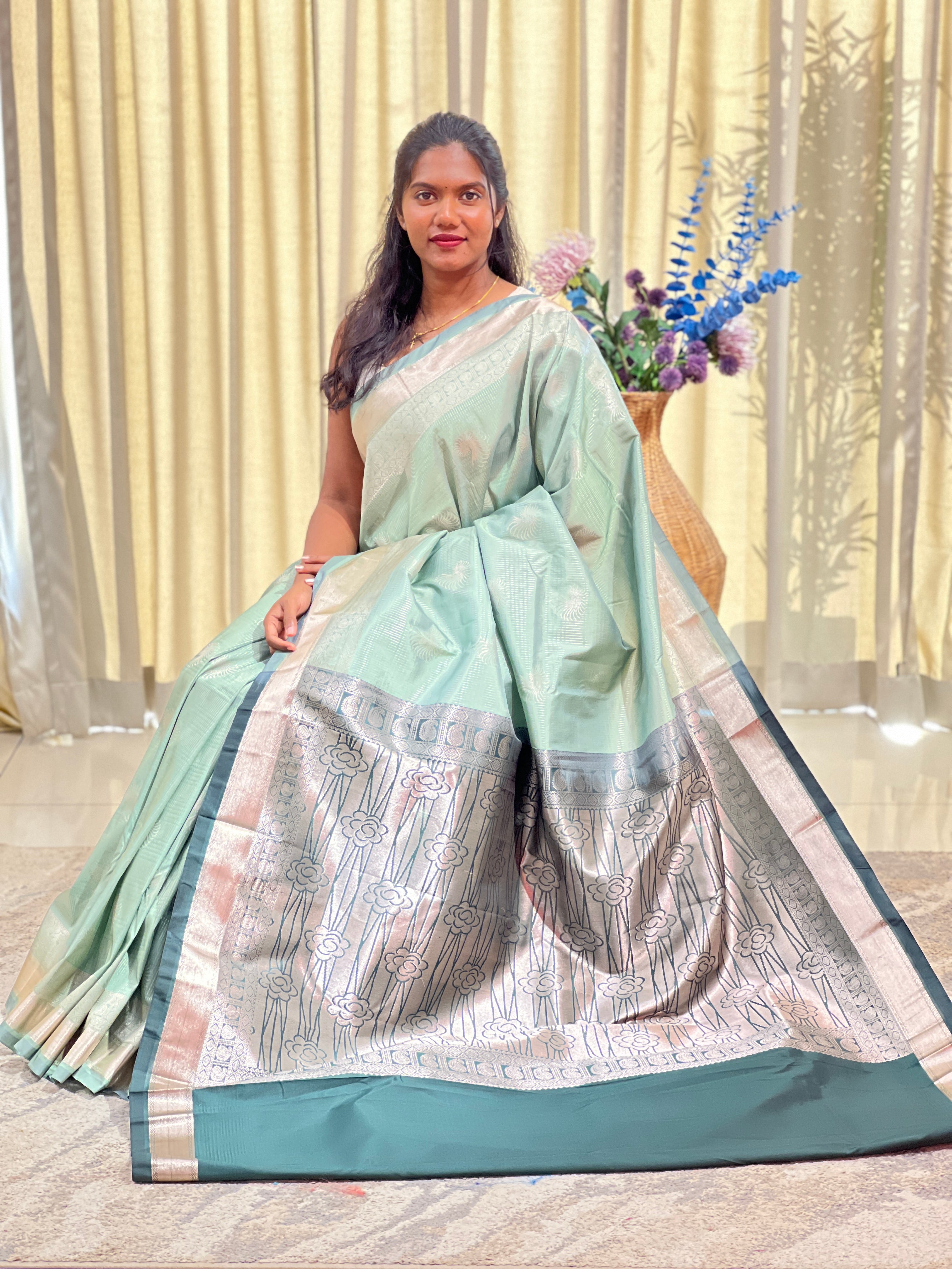 Floral Motif Semi Silk Saree  | RVS230