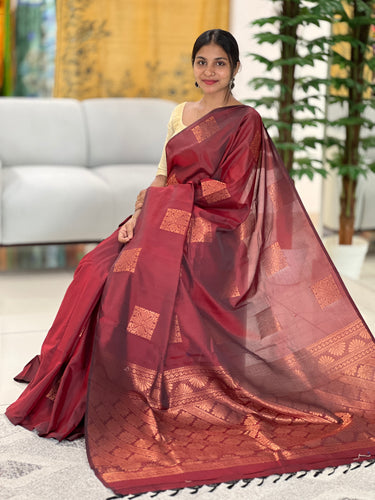 Semi Silk Saree With Copper Zari Woven Butas | KRK488