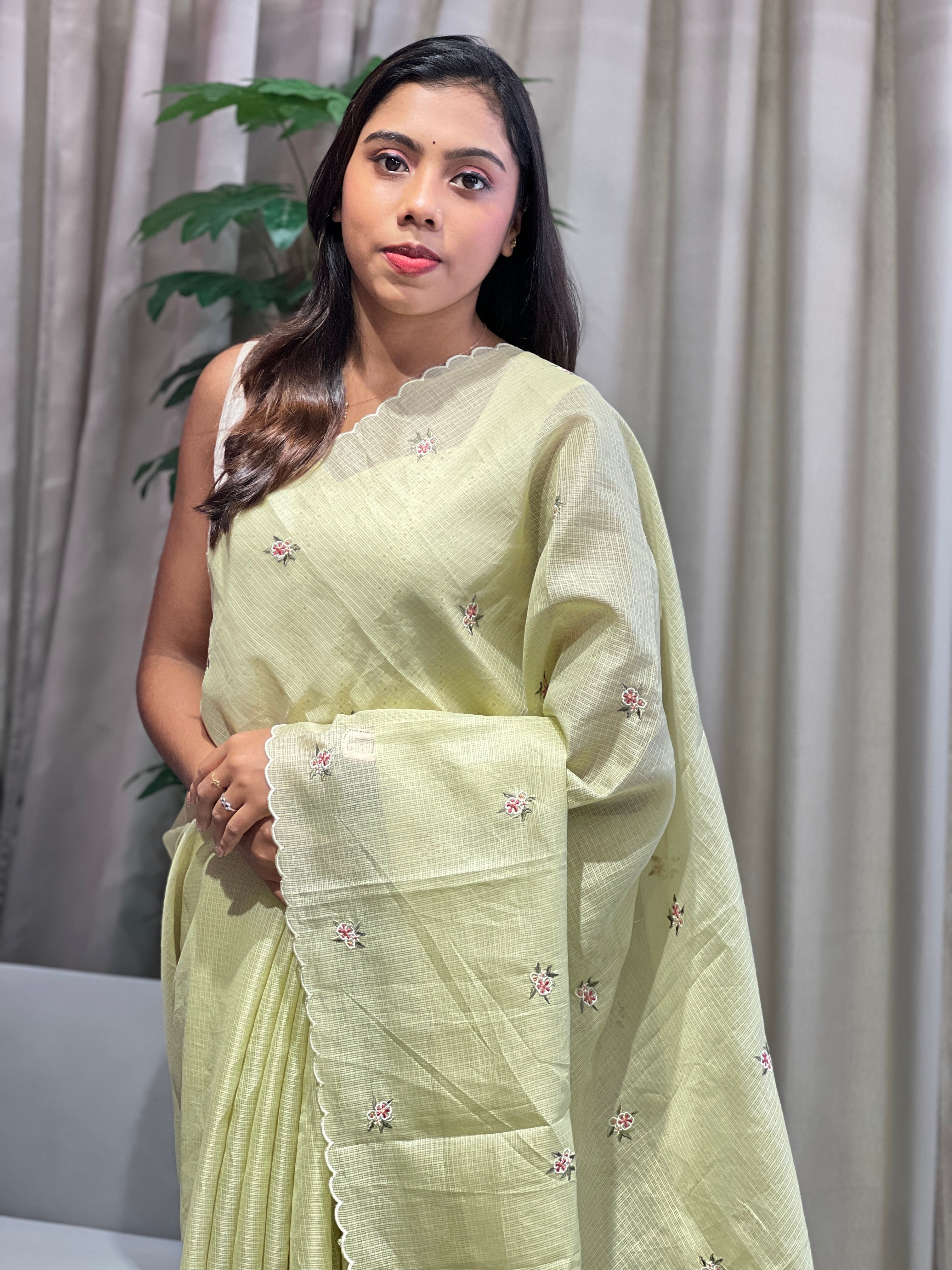 Floral Embroidery Detailed Silky Kota Saree | BLD2027