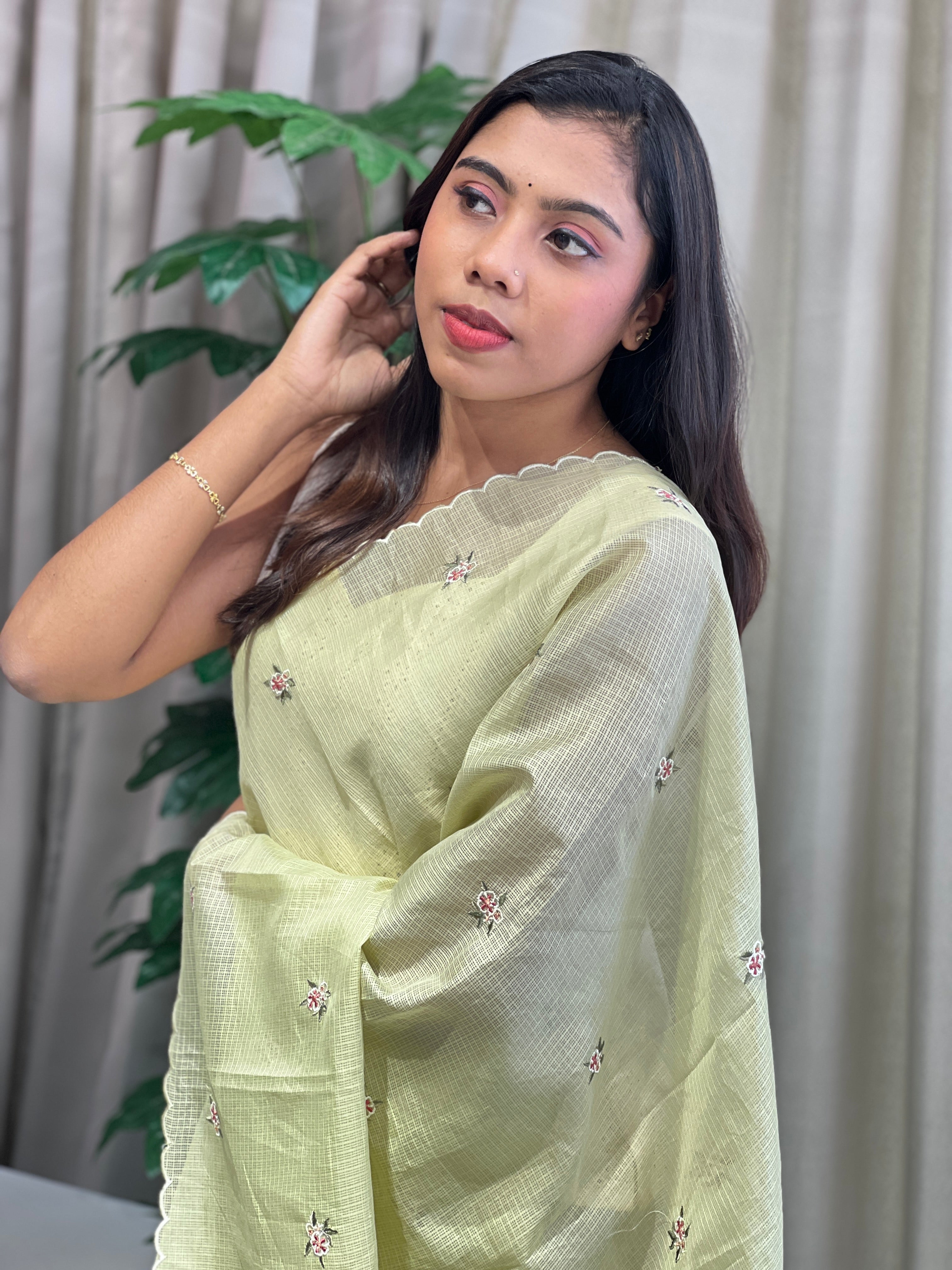 Floral Embroidery Detailed Silky Kota Saree | BLD2027