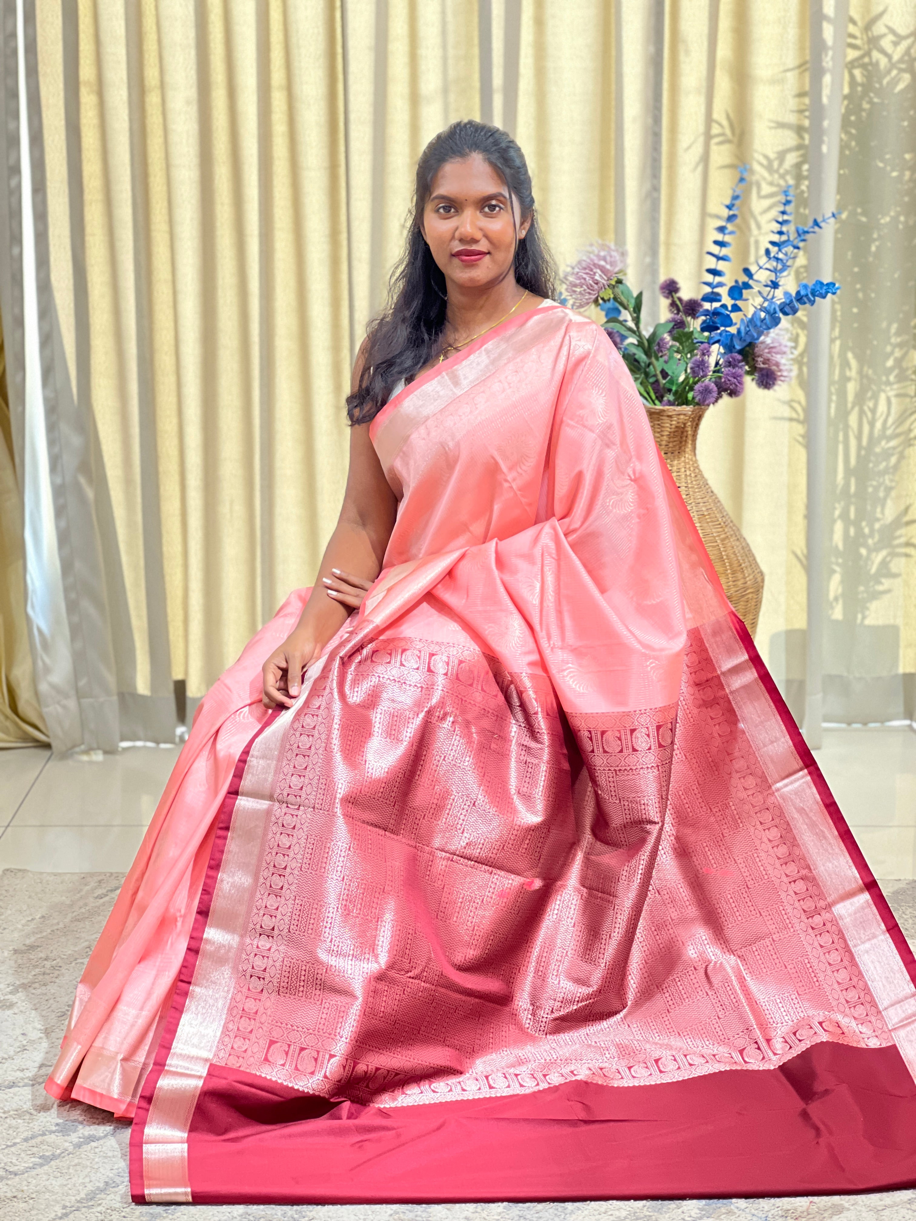 Floral Motif Semi Silk Saree  | RVS231