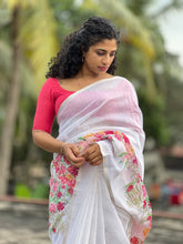 Floral Print Design  Linen Saree | SHF149