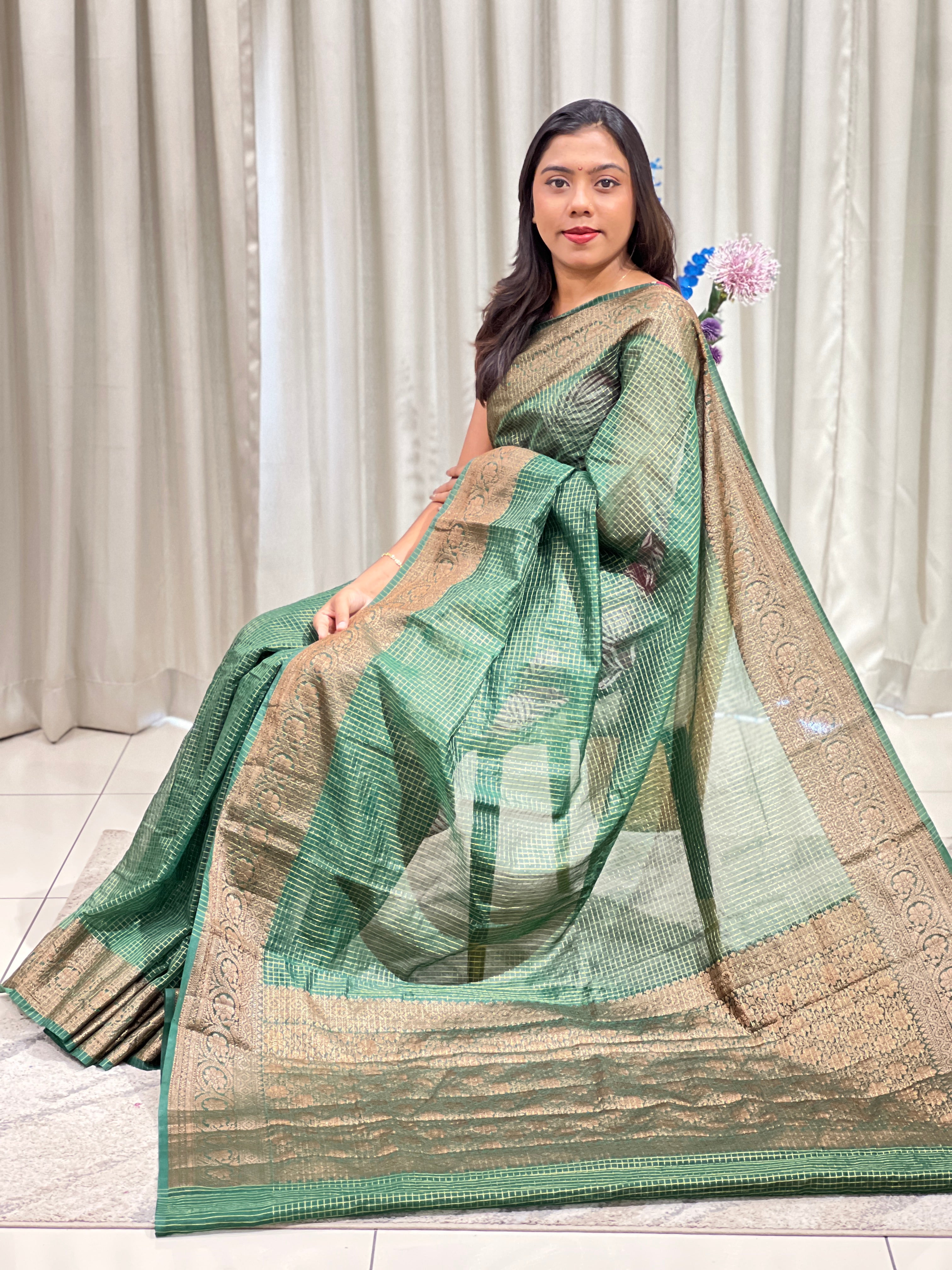 Check Pattern Semi Silk Saree | ZSS610
