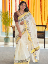Hand Block Printed Kerala Cotton Saree | KL366