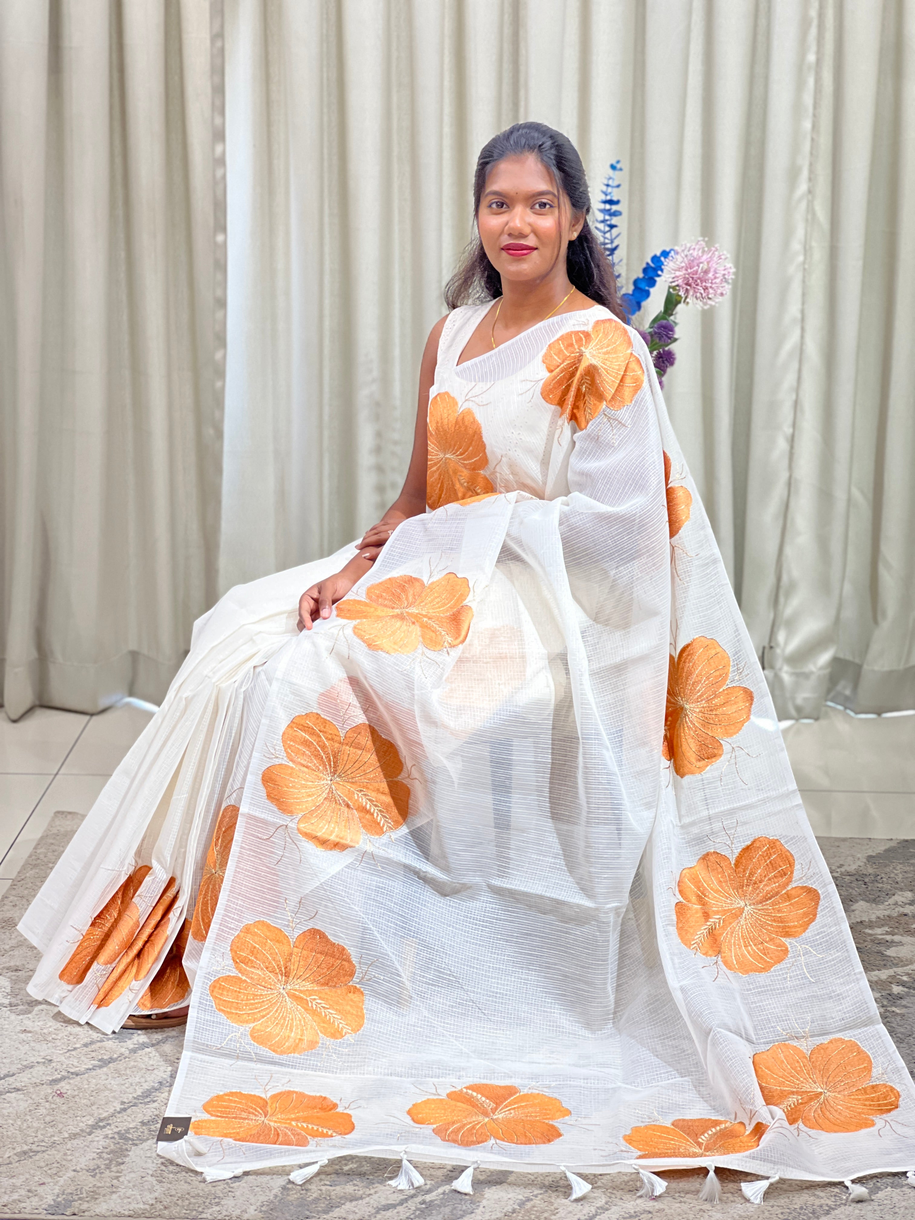 Floral Embroidered Kota Saree | ZSS568