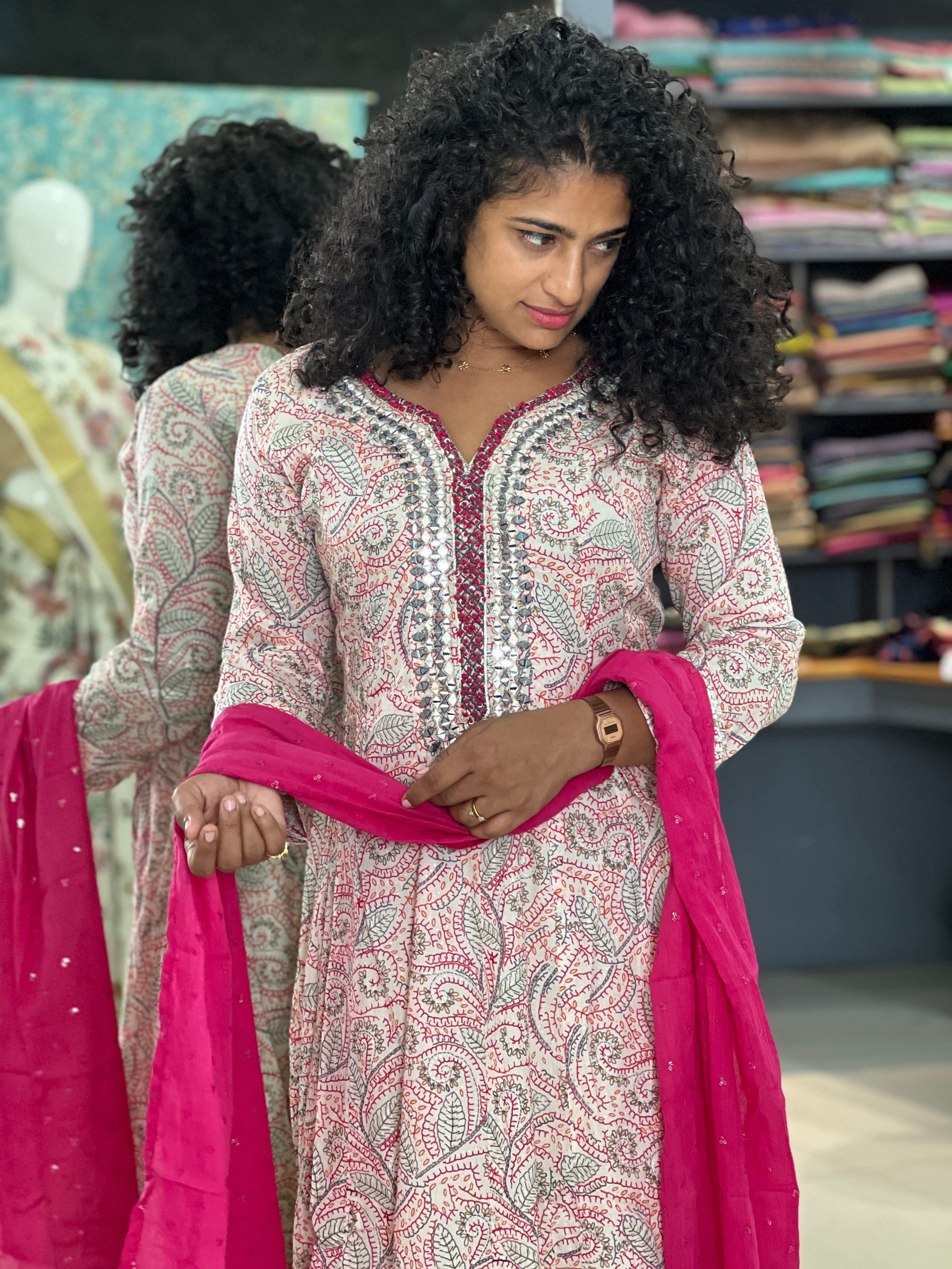 Screen Printed Cotton Kurta Set | ABP120