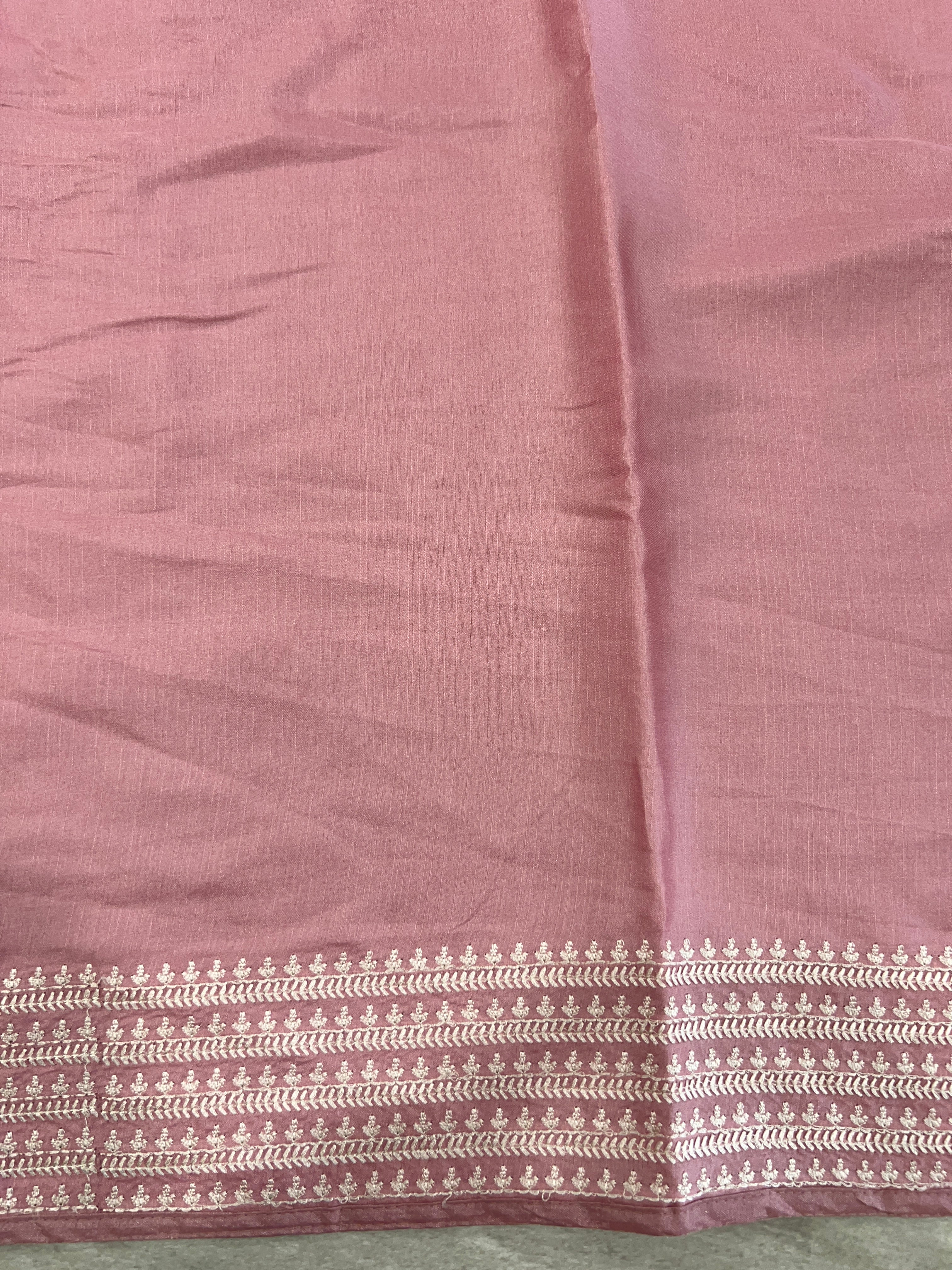 Machine Embroidery Detailed Semi Tussar Saree | SUN549