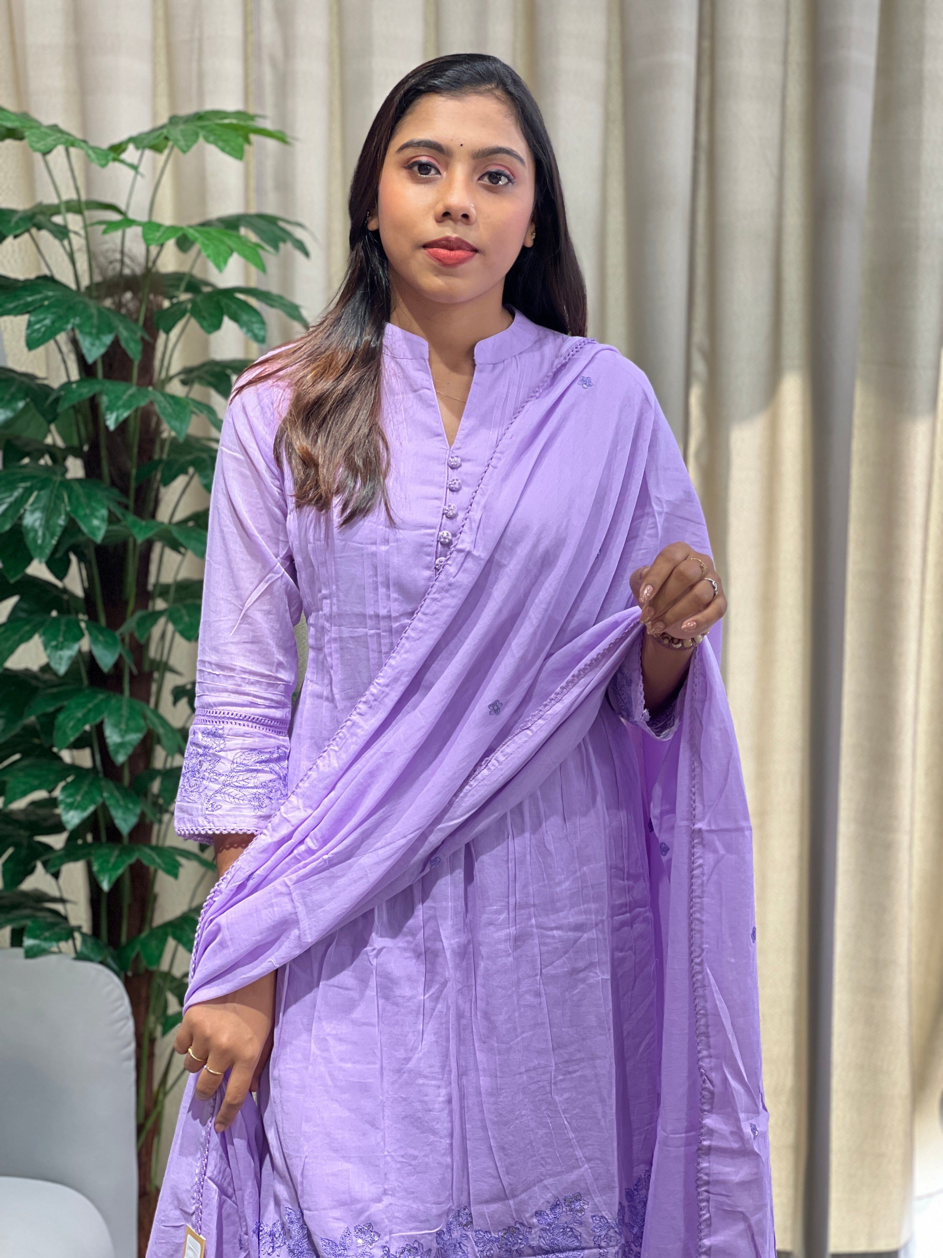 Machine Embroidery Soft Cotton Kurta Set | PGI287