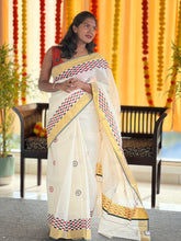 Hand Block Printed Kerala Cotton Saree | KL365