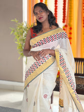Hand Block Printed Kerala Cotton Saree | KL365