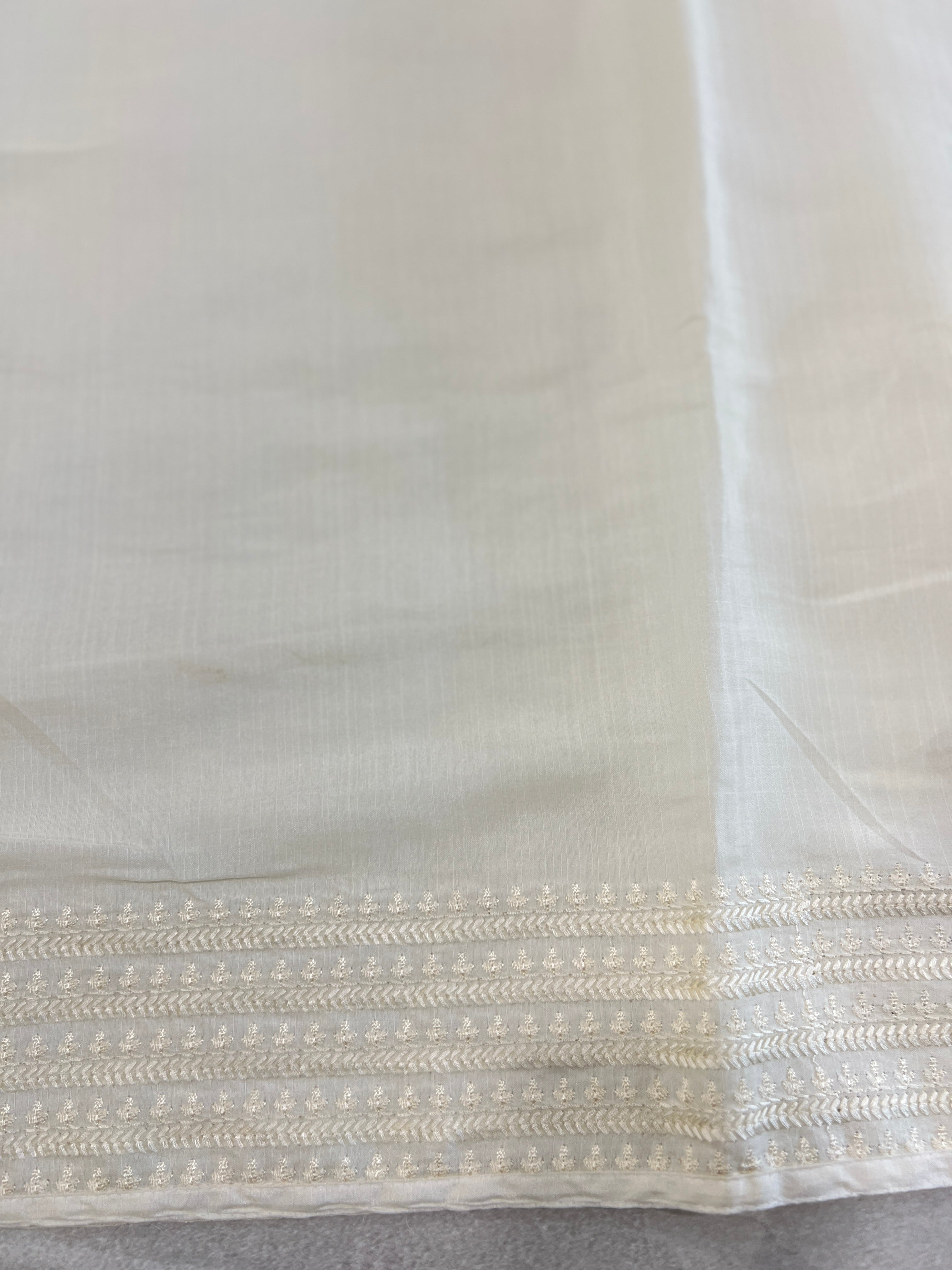 Machine Embroidery Detailed Semi Tussar Saree | SUN548