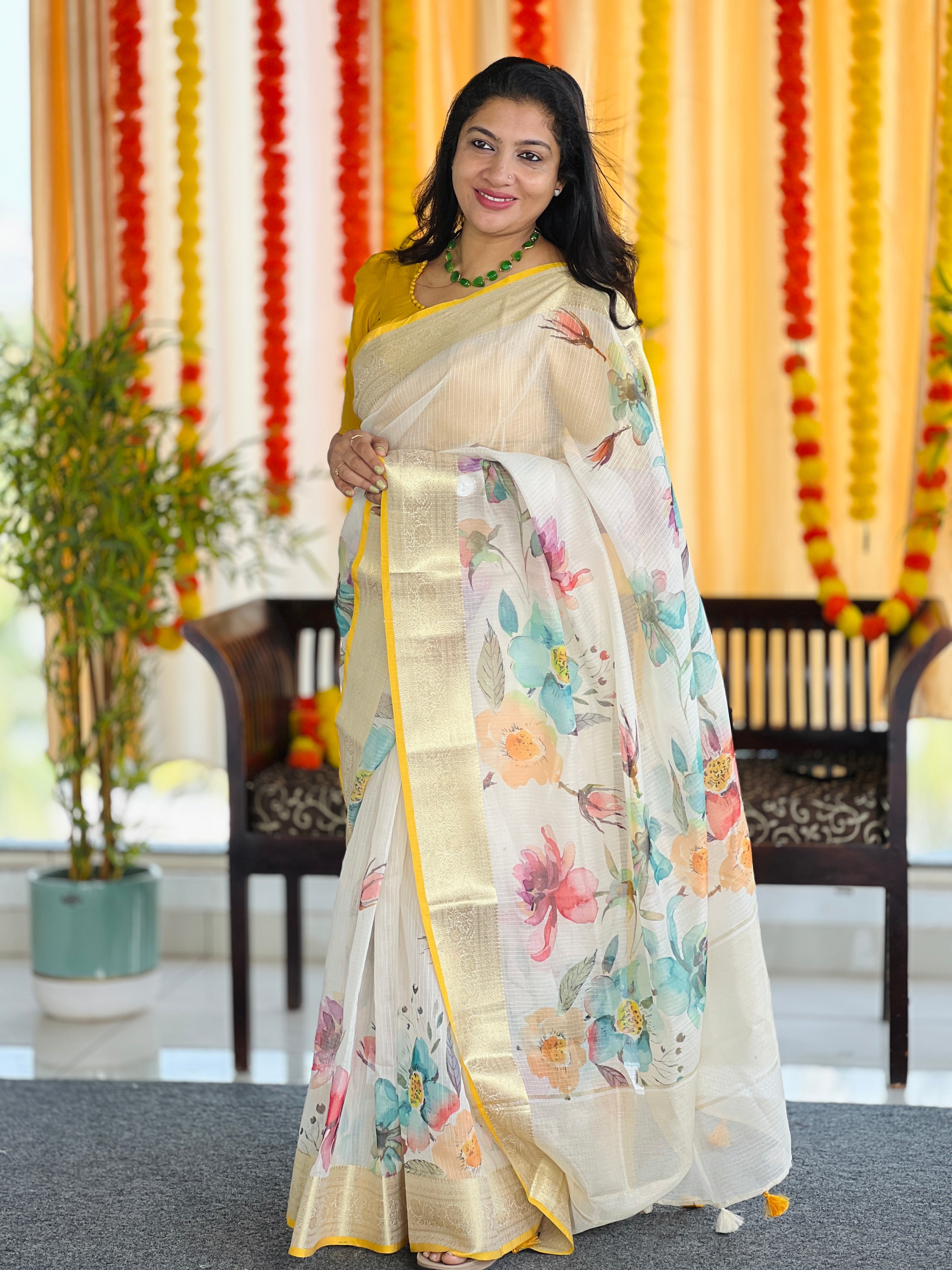 Floral Digital Printed Silky Kota Saree | MR132