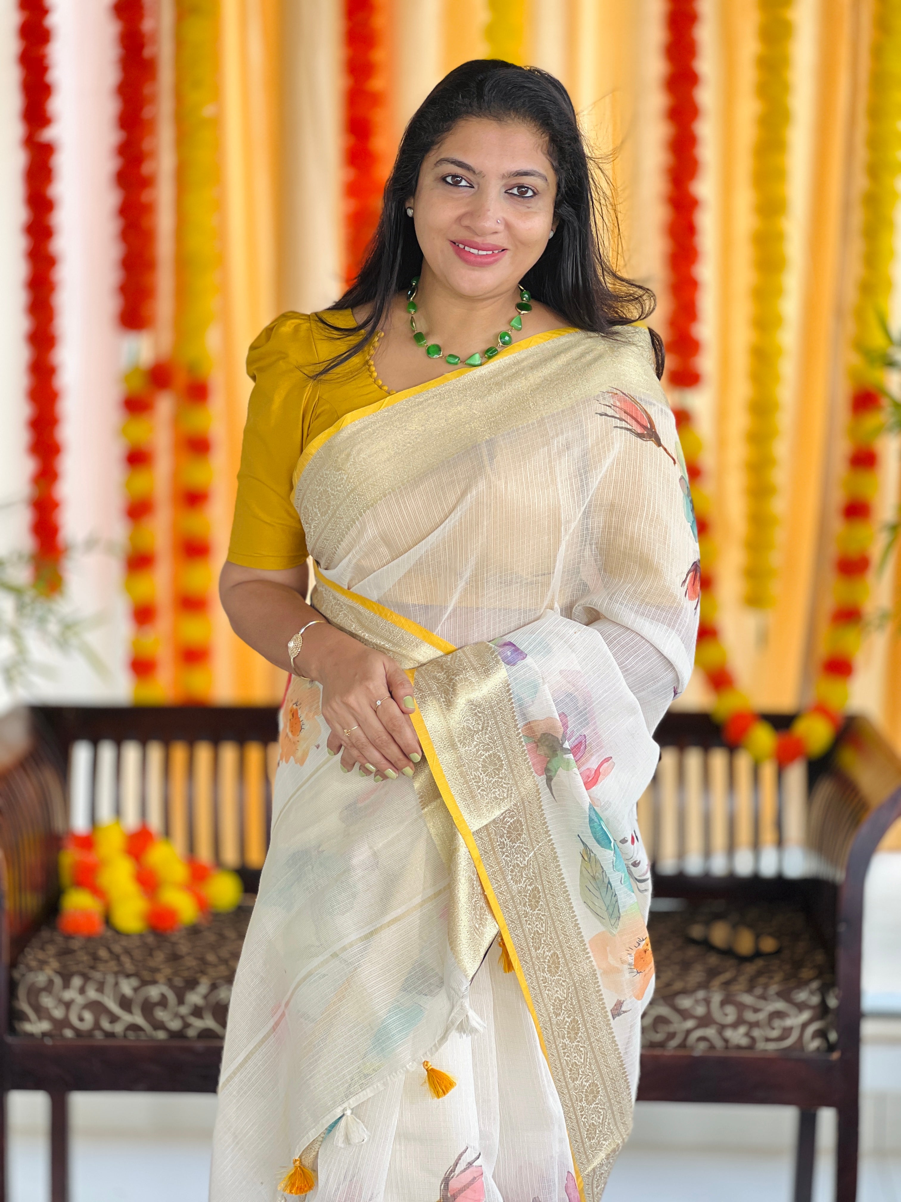 Floral Digital Printed Silky Kota Saree | MR132