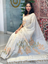 Floral Jamdani Weaving Linen Finish Saree | KSD213
