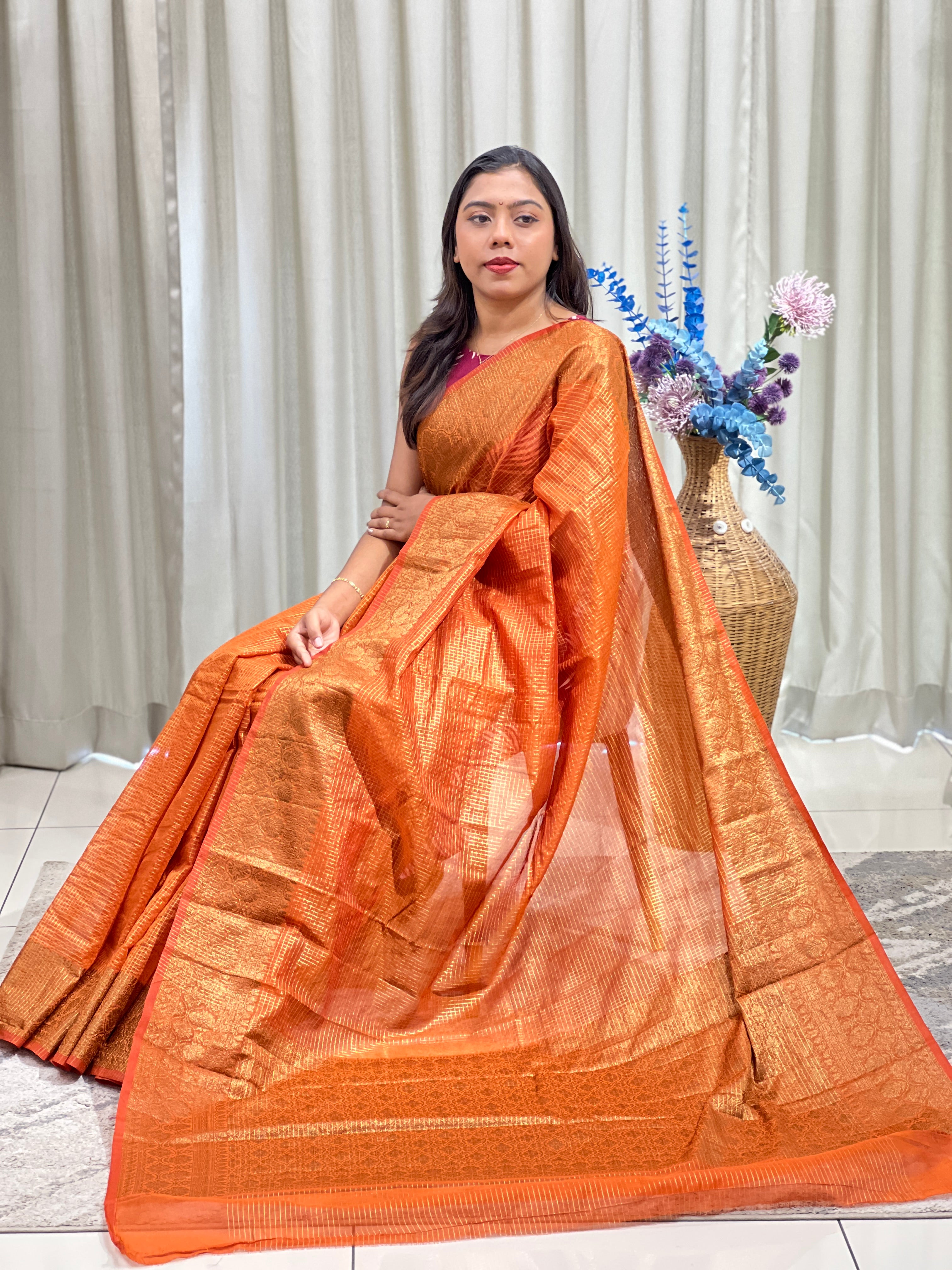 Check Pattern Semi Silk Saree | ZSS611