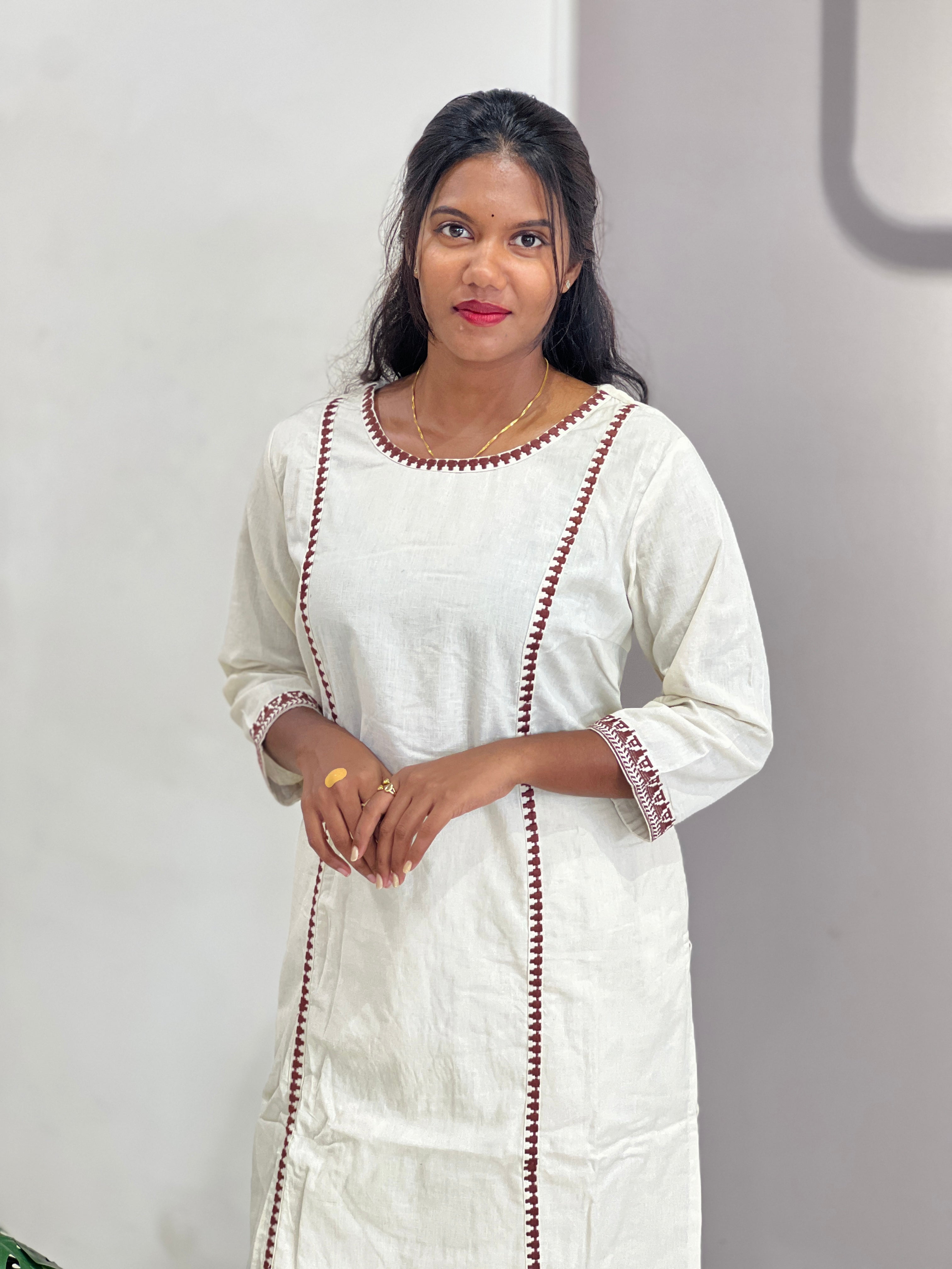 Thread Woven Patterned Soft Cotton Kurta Set | OMF104