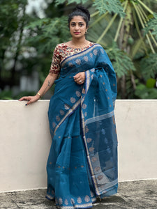 Geometrical Motif Mercerized Cotton Saree ( Without Blouse ) | LP101