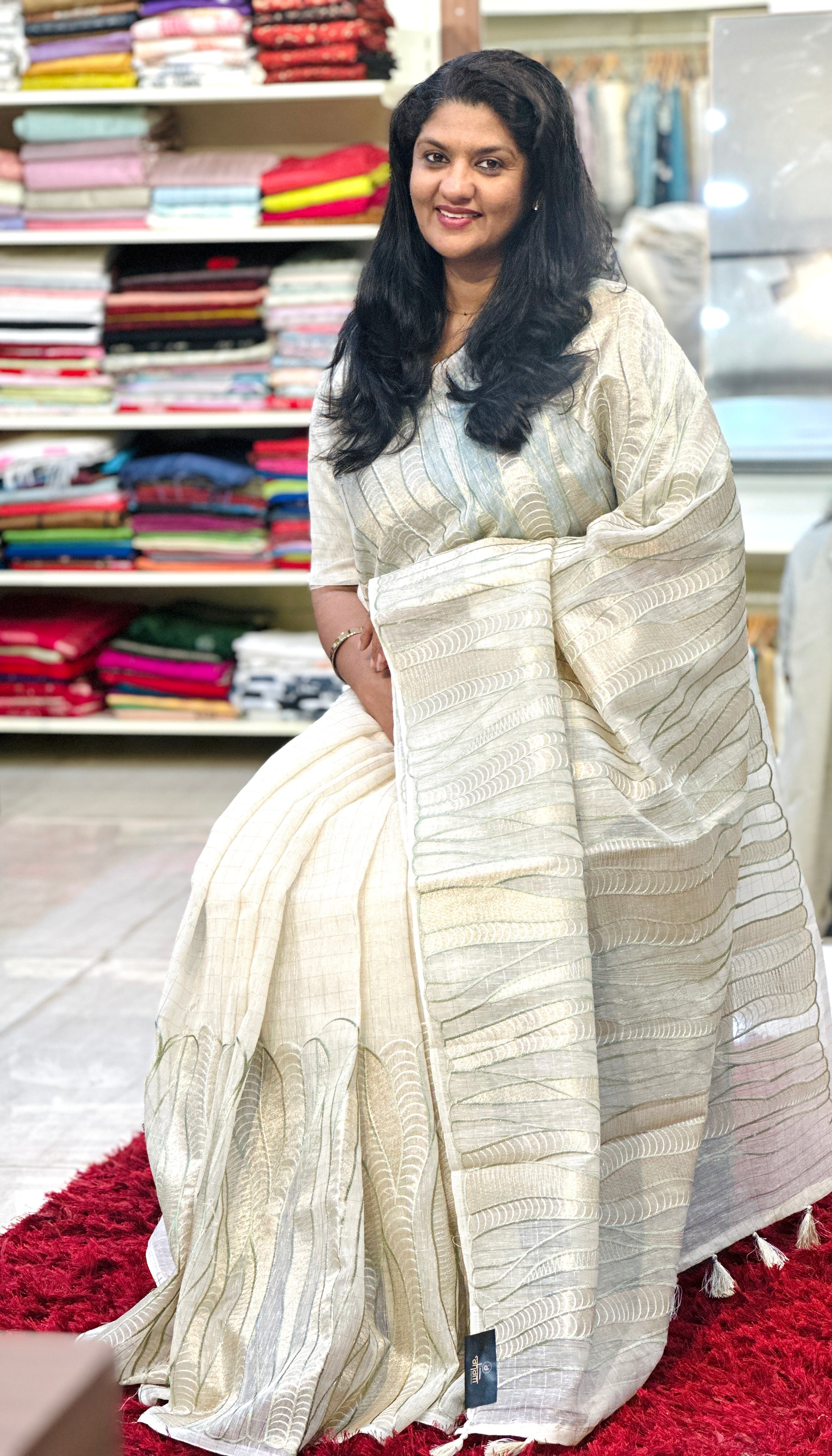Embroidered Applique Linen Finish Saree | ZSS549