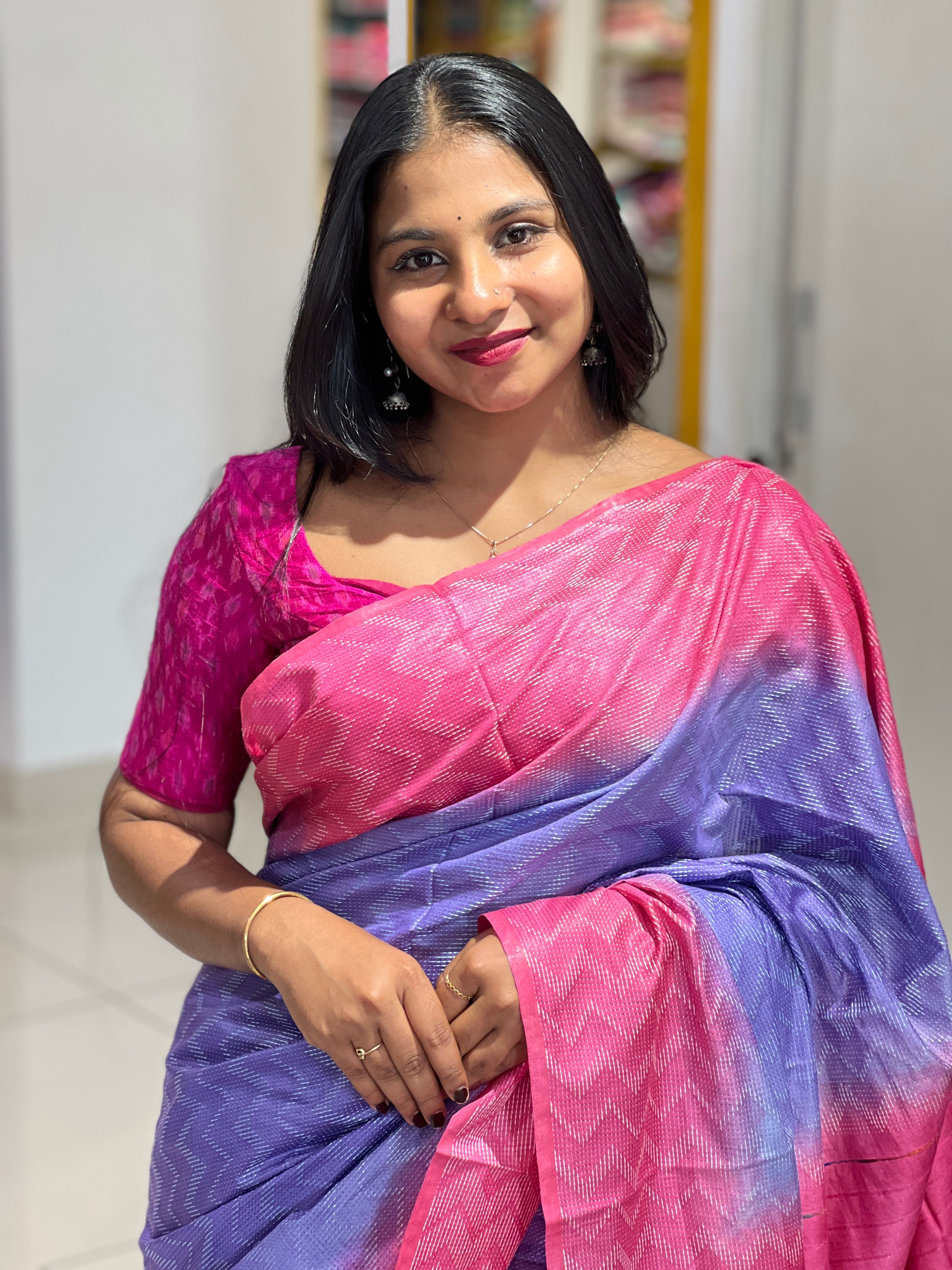 Kantha Weaved Bhagalpuri Linen Saree | NHH548