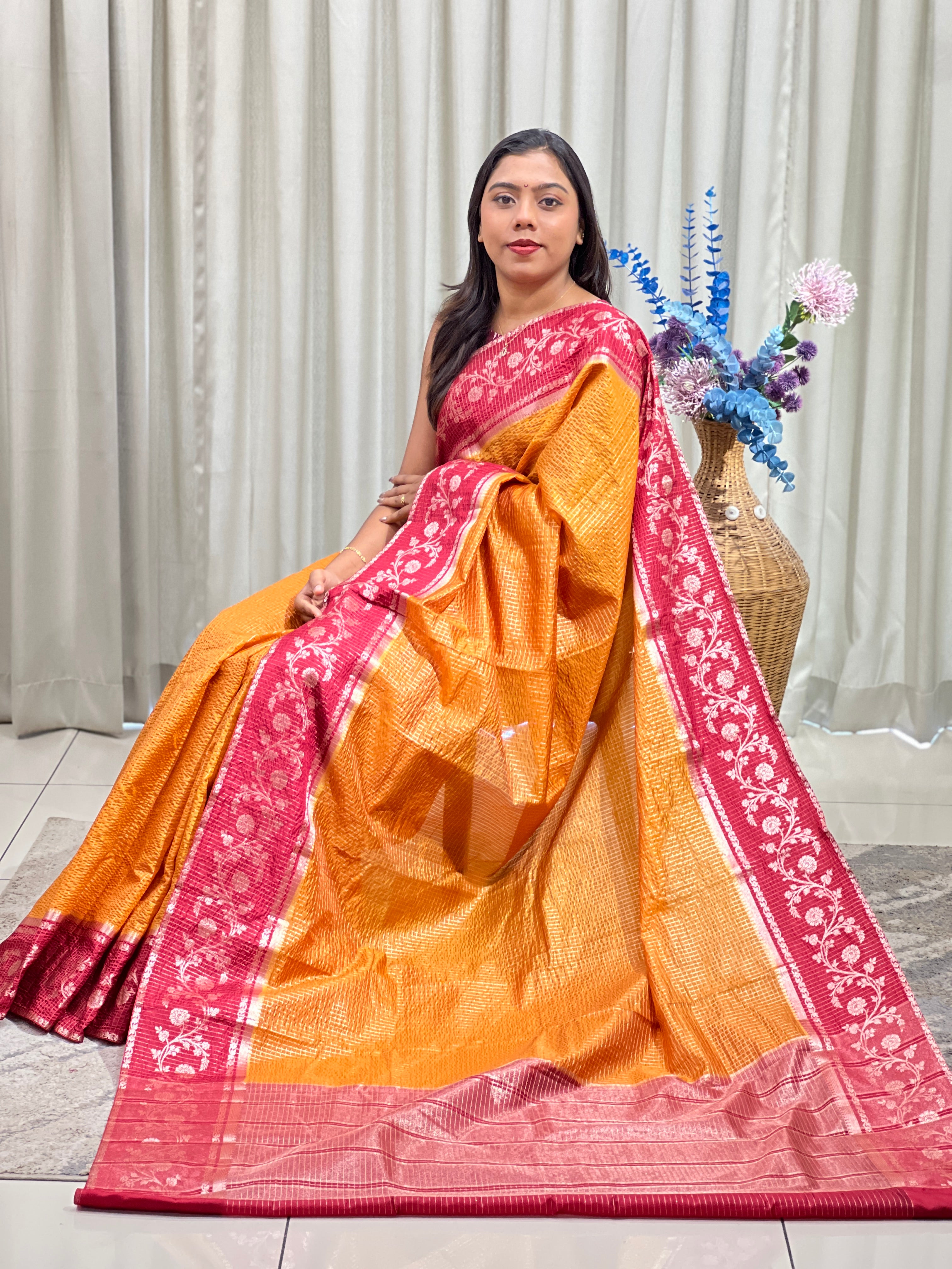 Check Pattern Semi Silk Saree | ZSS601