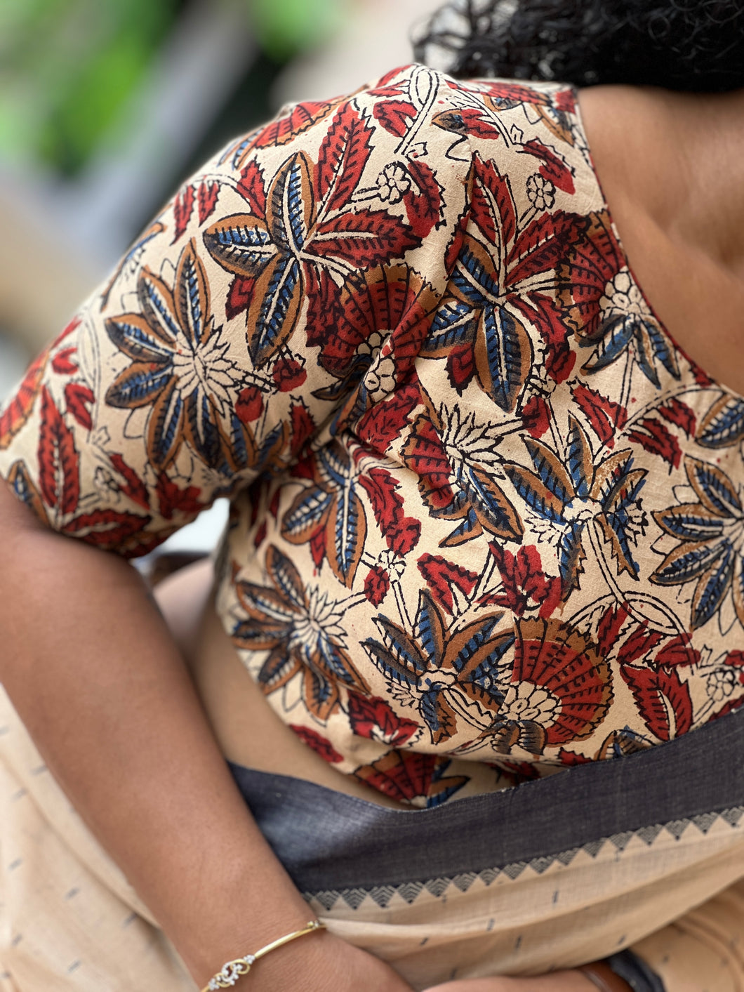 Hand Block Printed Cotton Unstitched Blouse | BM149