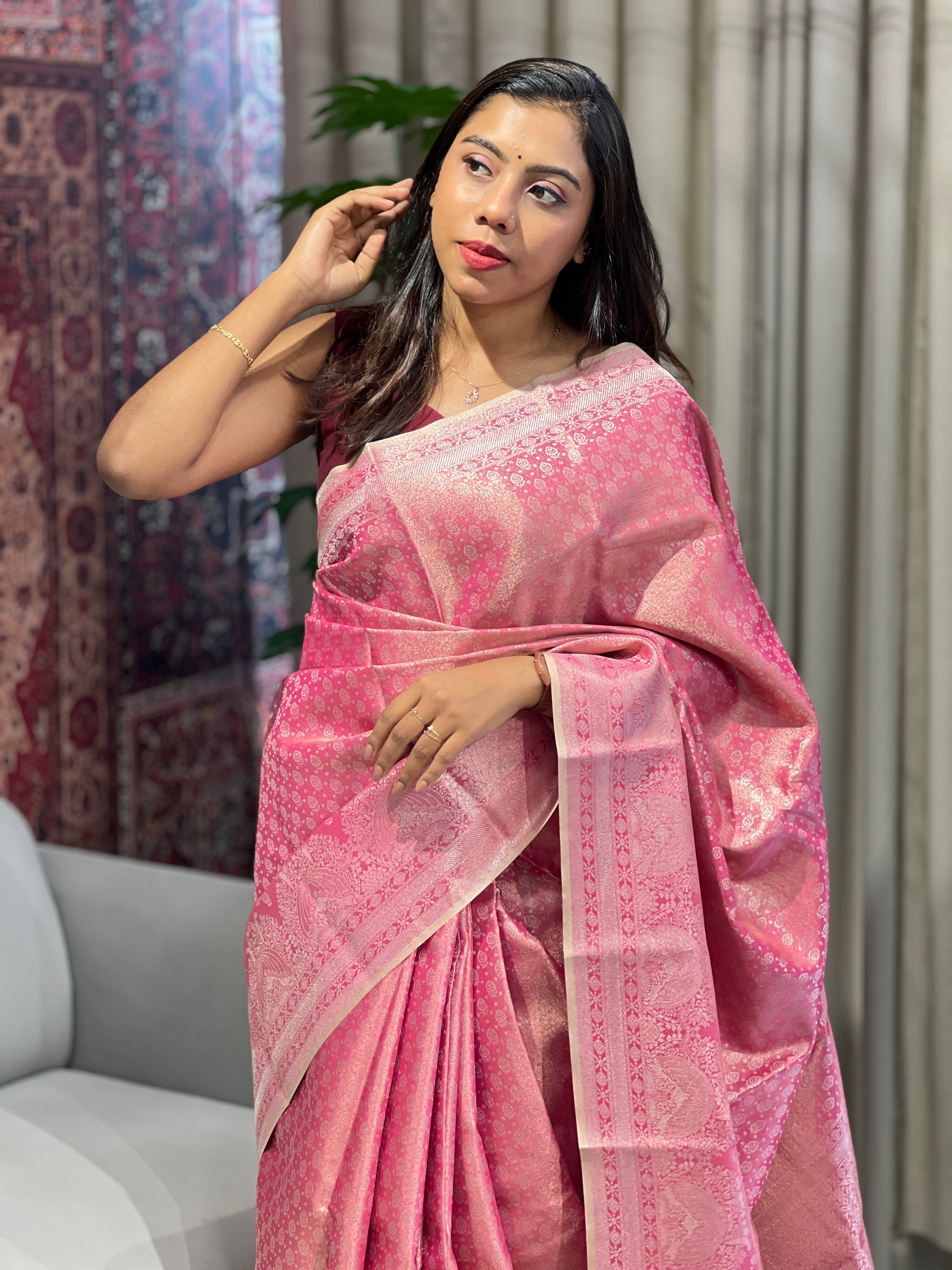 Zari Woven Brocade Patterned Semi Silk Saree | KAC212