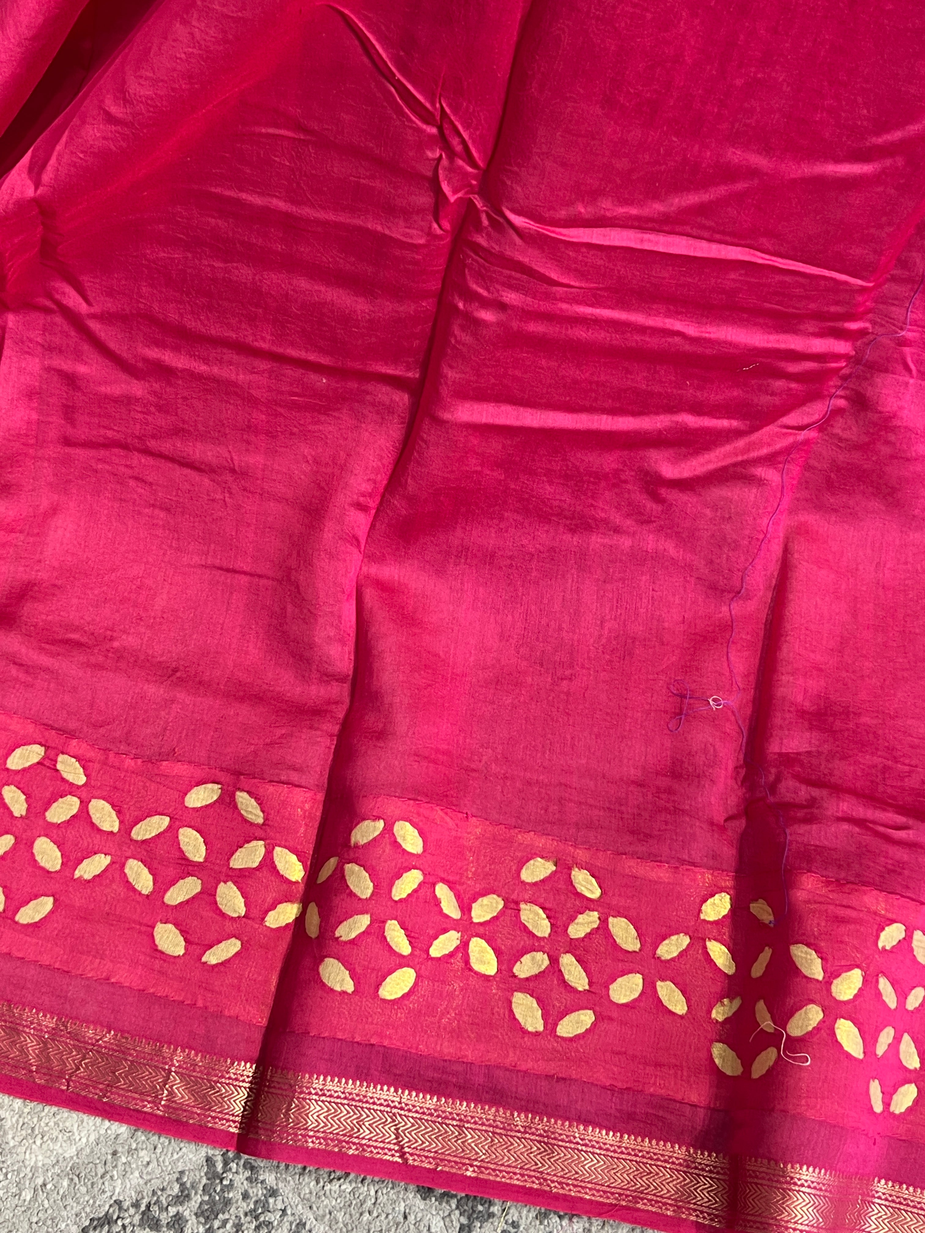 Hand Reverse Applique Work Maheshwari Silk Saree | AH801