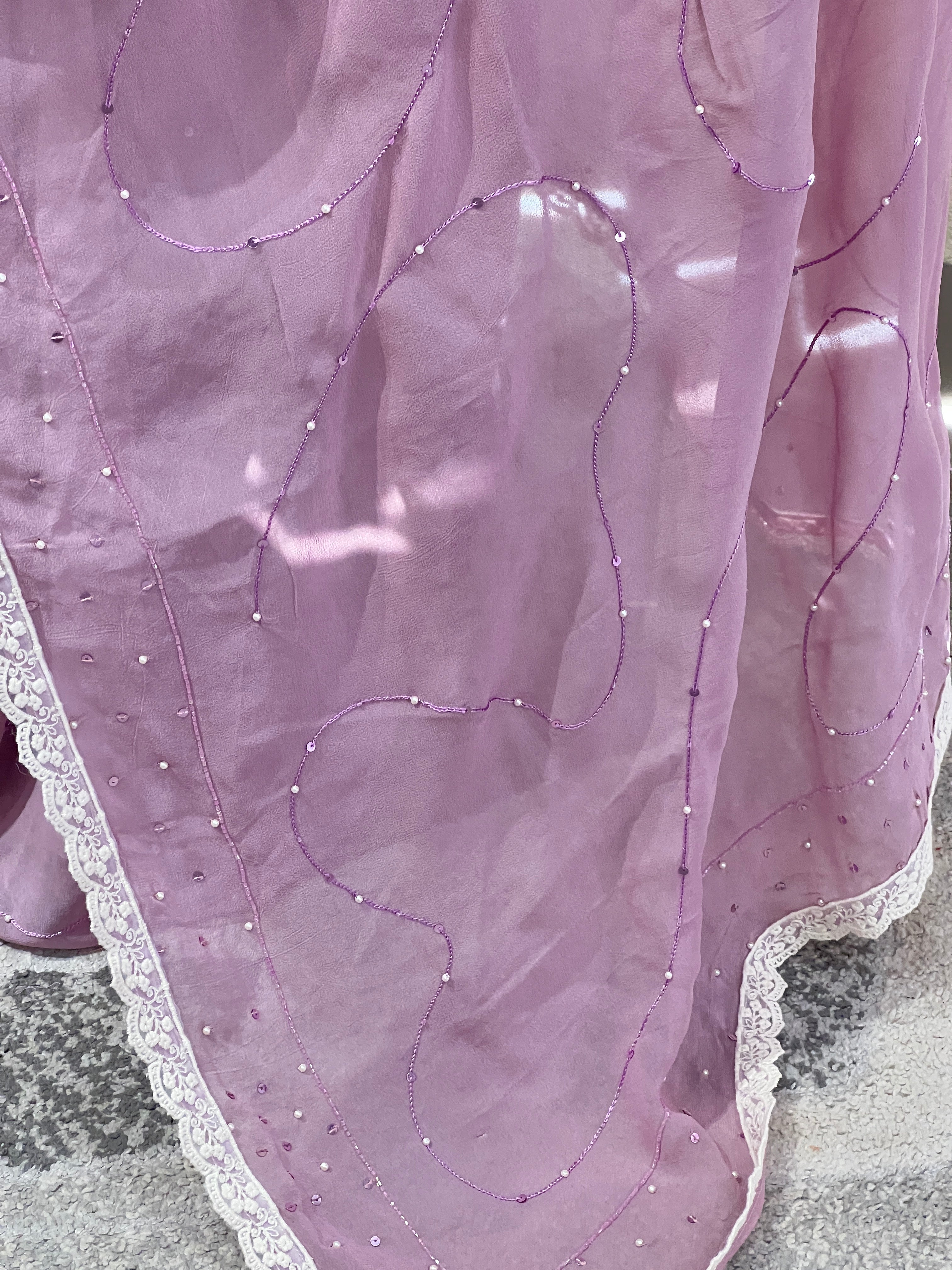 Machine Embroidery With Sequins Detailed Georgette Saree | DNT1014