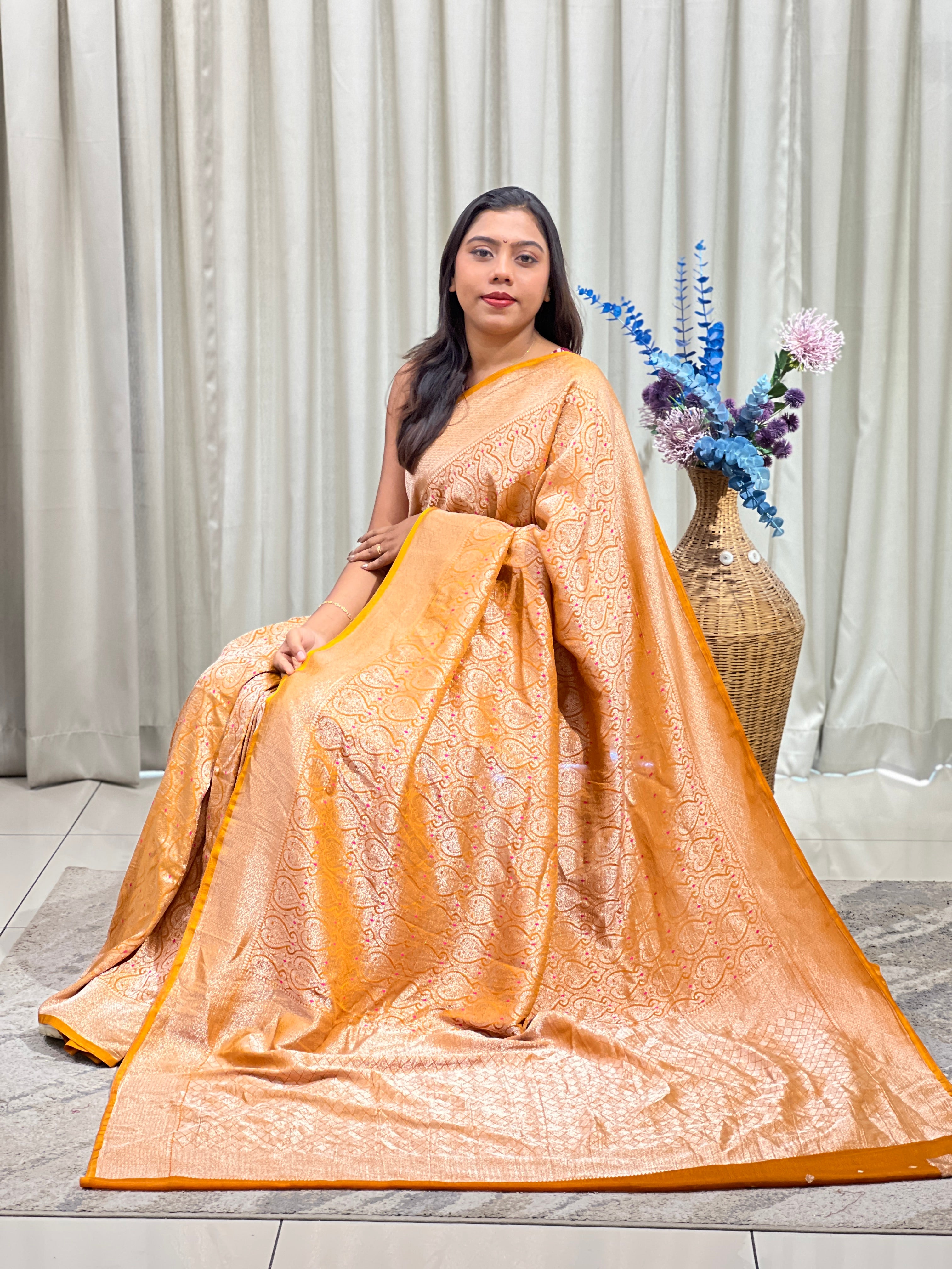 Traditional Meenakari Buta Georgette Banarasi Saree | YNG1283