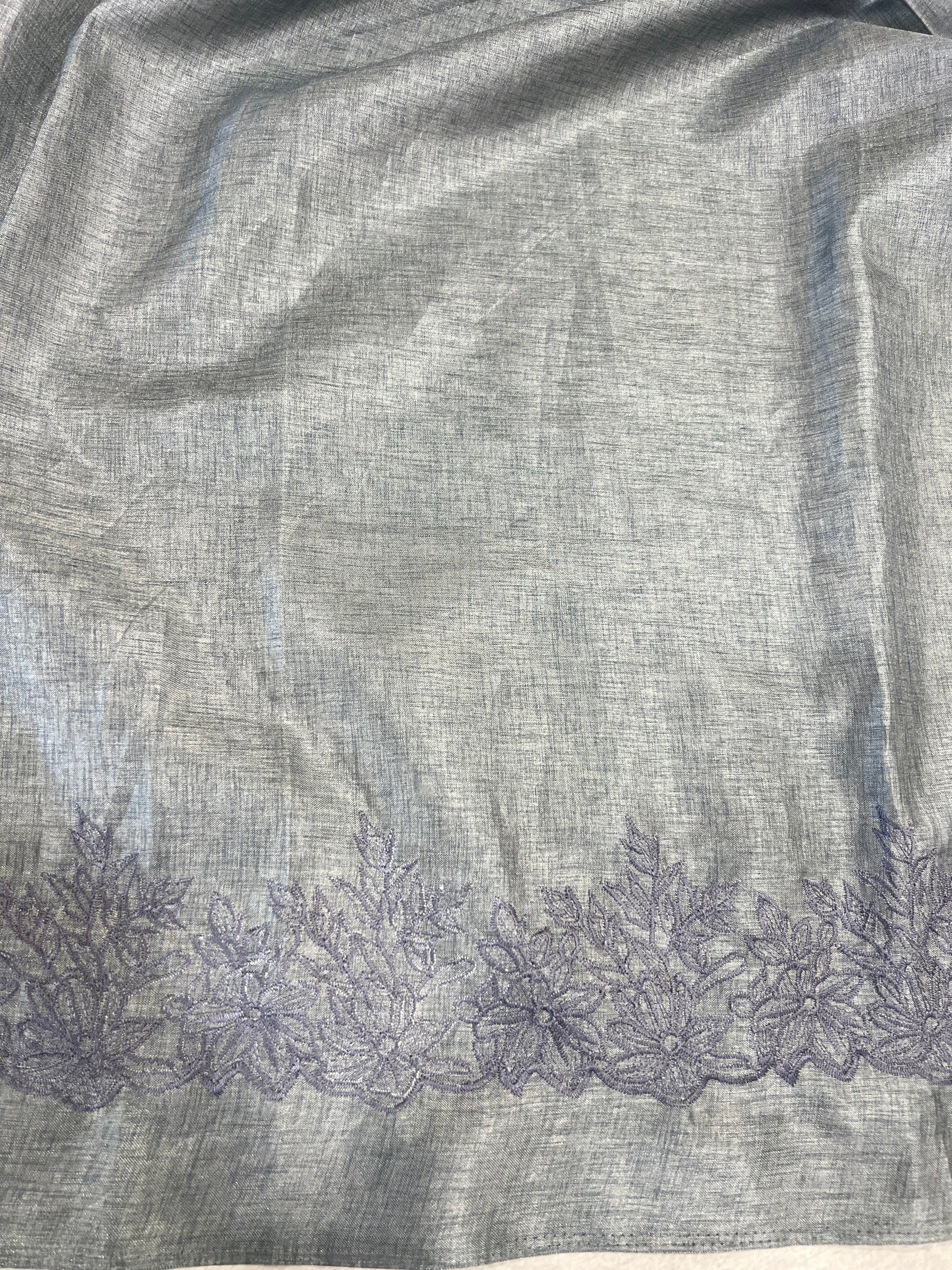 Machine Embroidery Detailed Semi Tussar Saree | VDA301