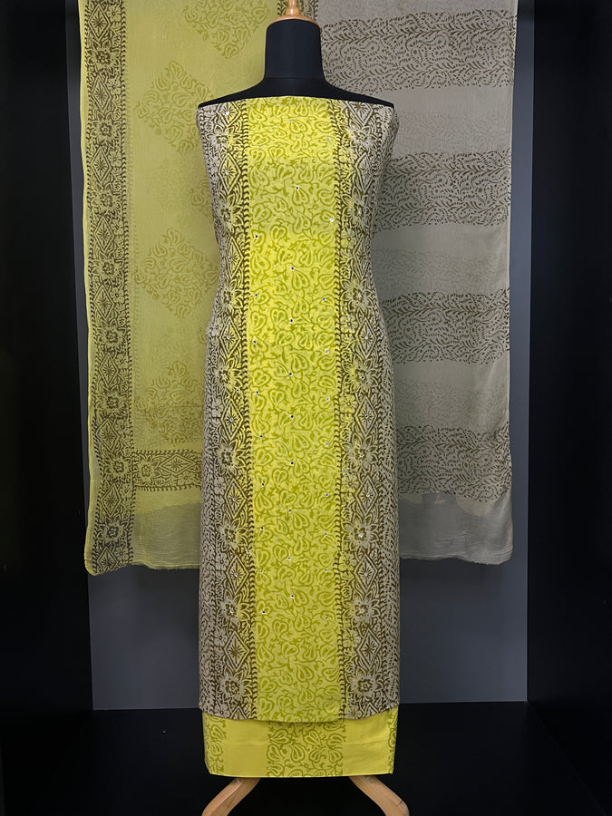 Block Print With Mirror Detailed Georgette Salwar Set | SF1117
