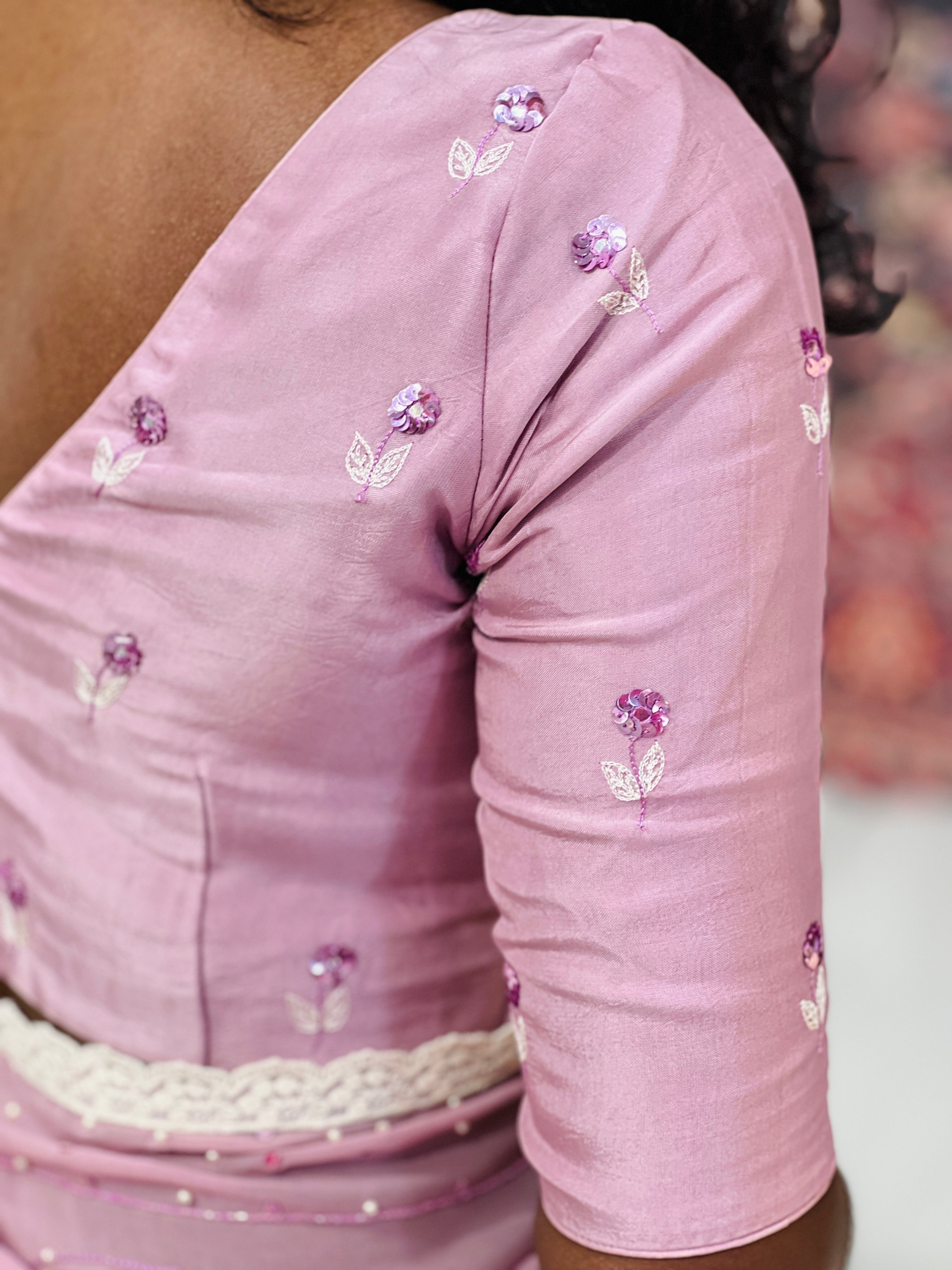 Machine Embroidery With Sequins Detailed Georgette Saree | DNT1014