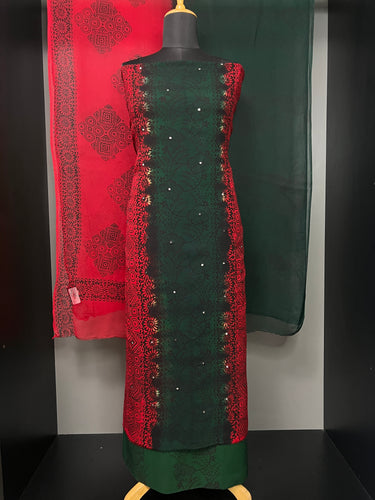 Block Print With Mirror Detailed Georgette Salwar Set | SF1135