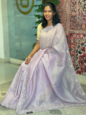 Machine Embroiderd Crushed Organza Saree | SBP710