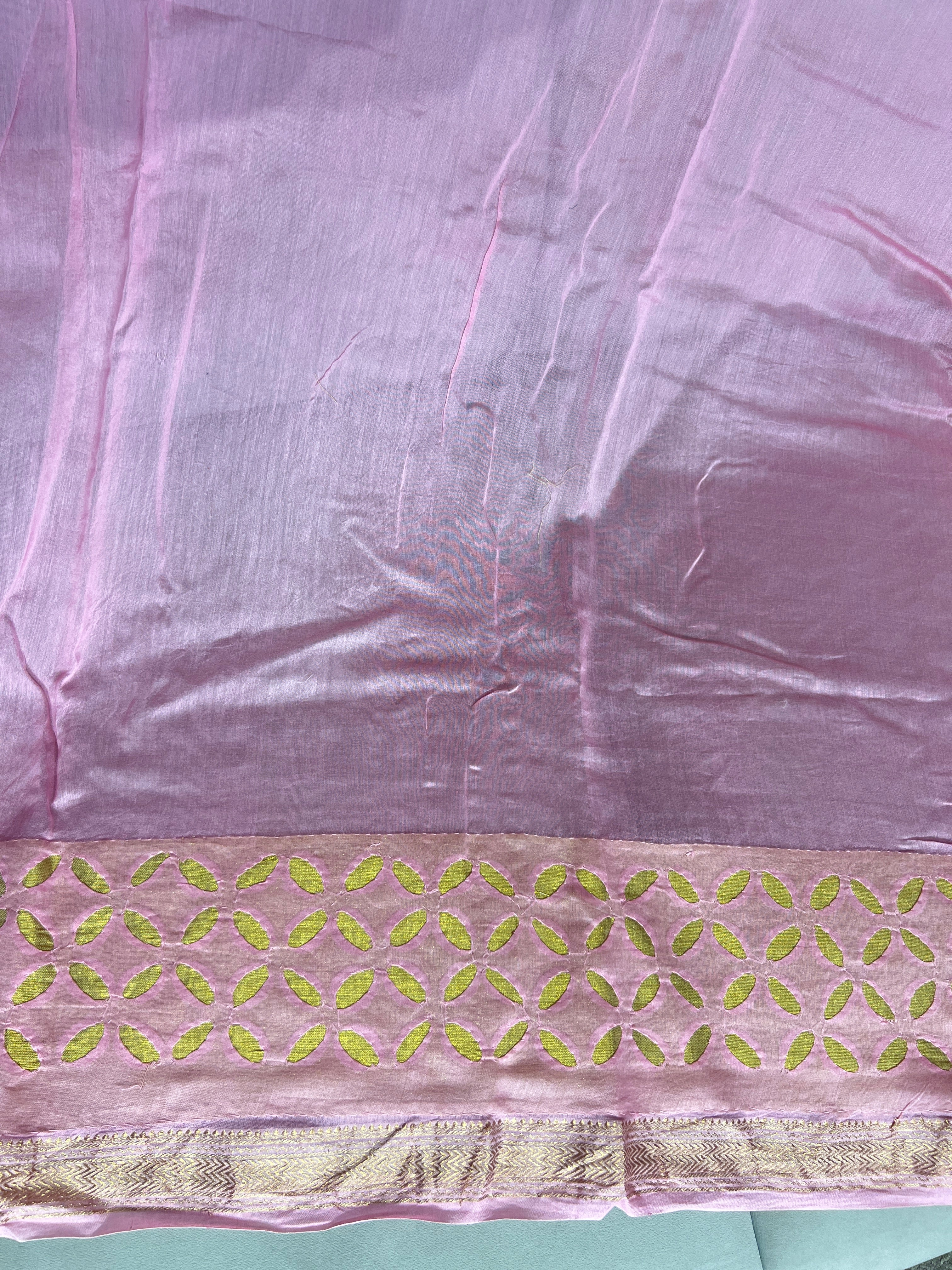 Hand Reverse Applique Work Maheshwari Silk Saree | AH799
