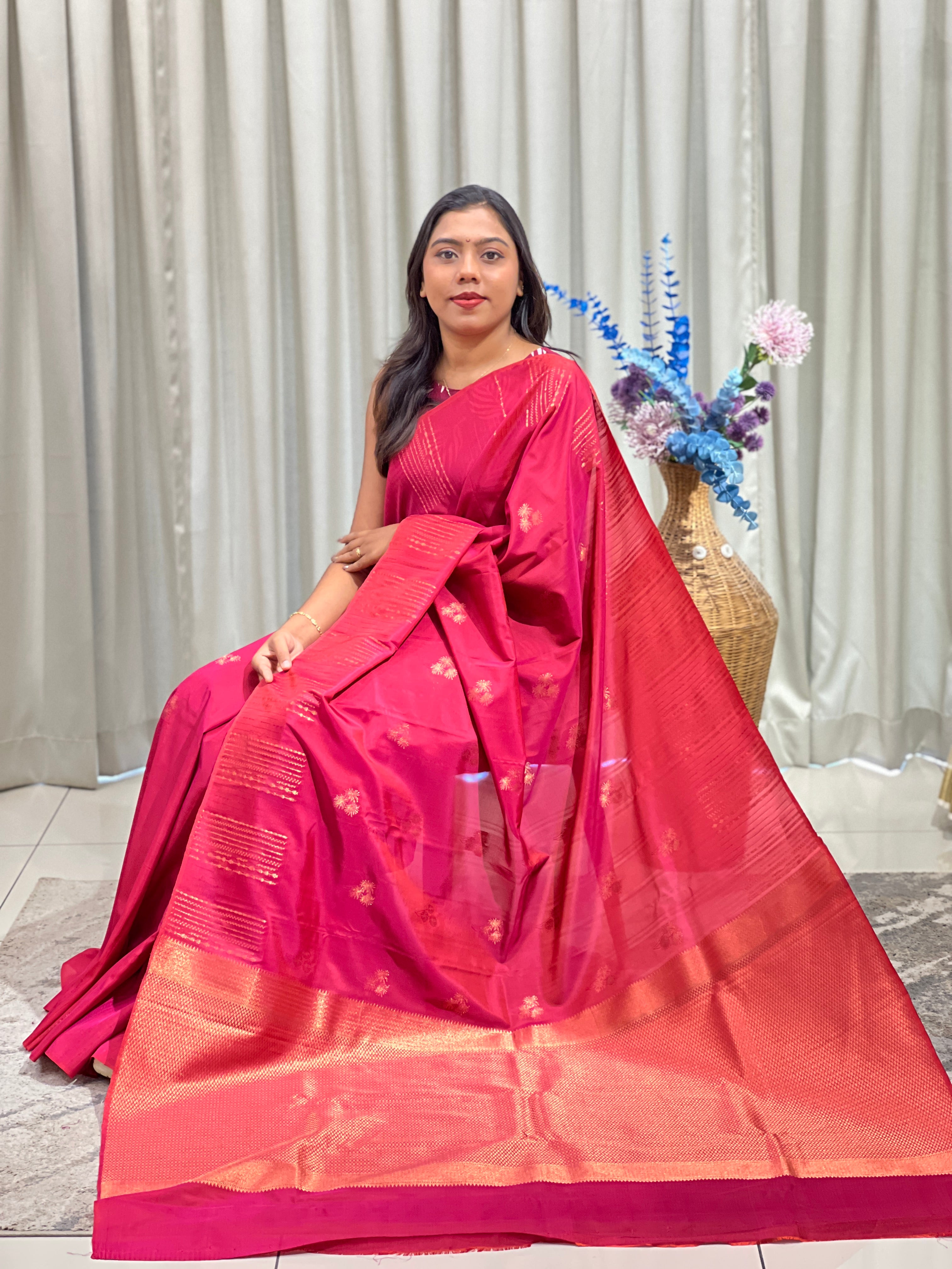 Floral Buta Pattern Semi Silk Saree | TR161