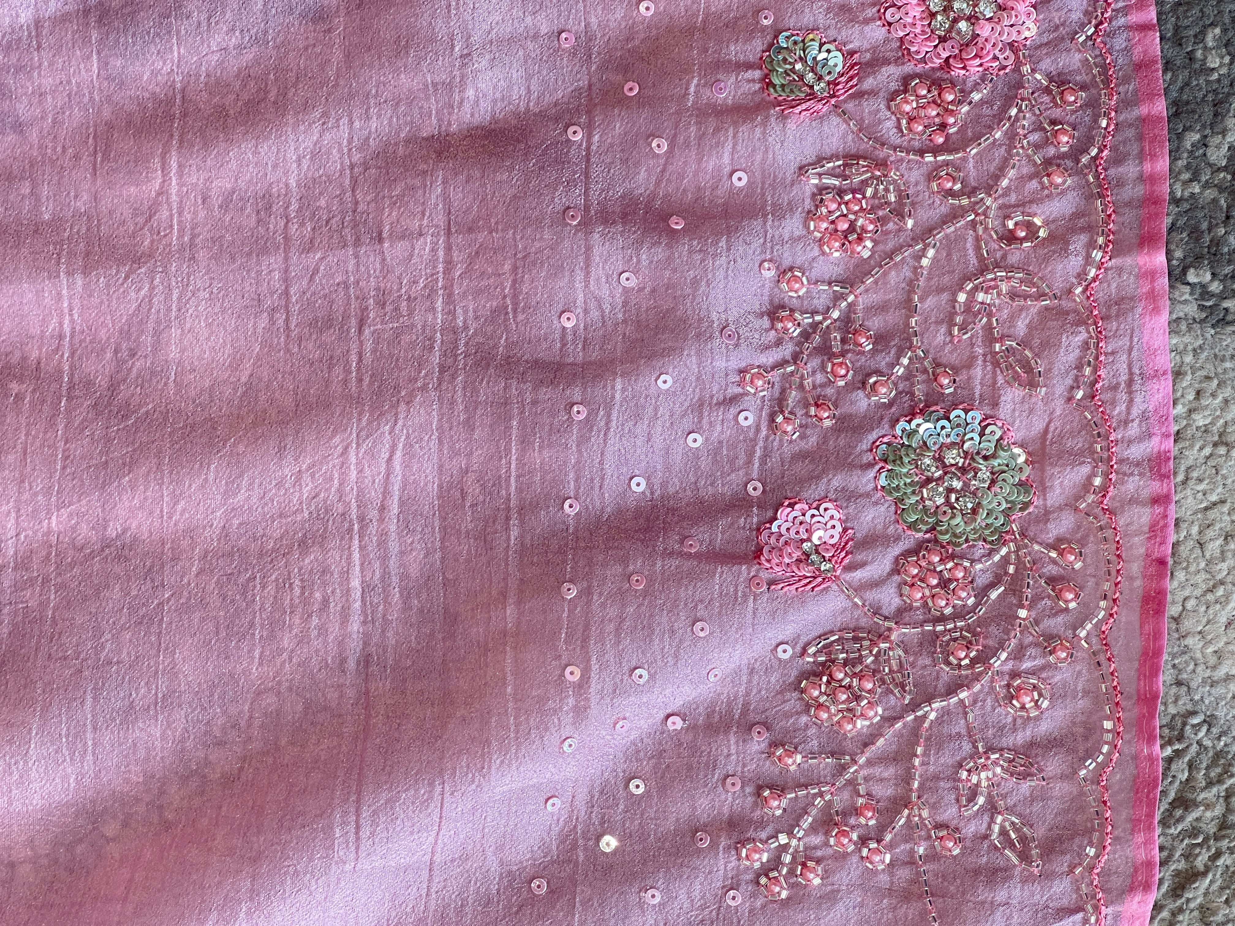 Machine Embroiderd Crushed Organza Saree |  SBP712