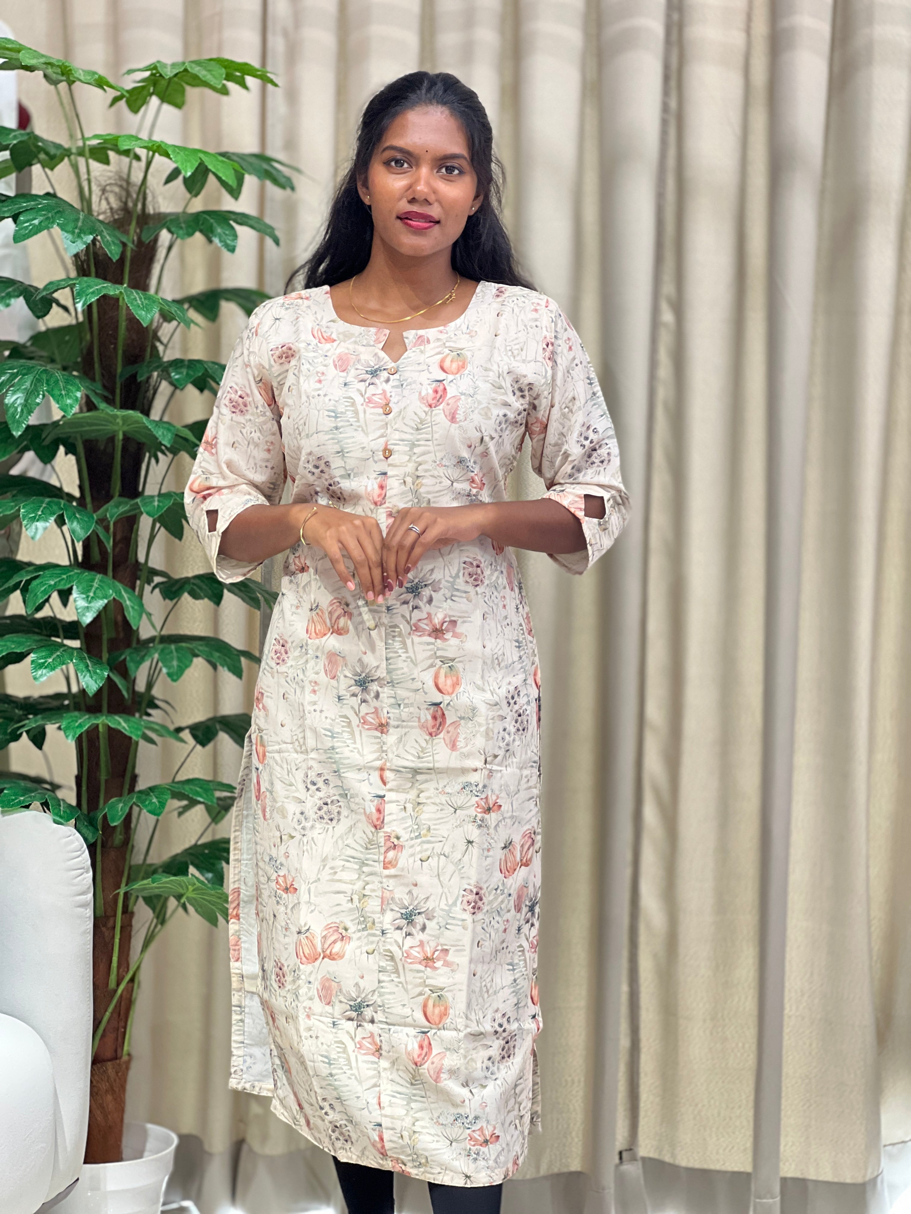 Floral Printed Muslin Finish Kurta | RMLA281