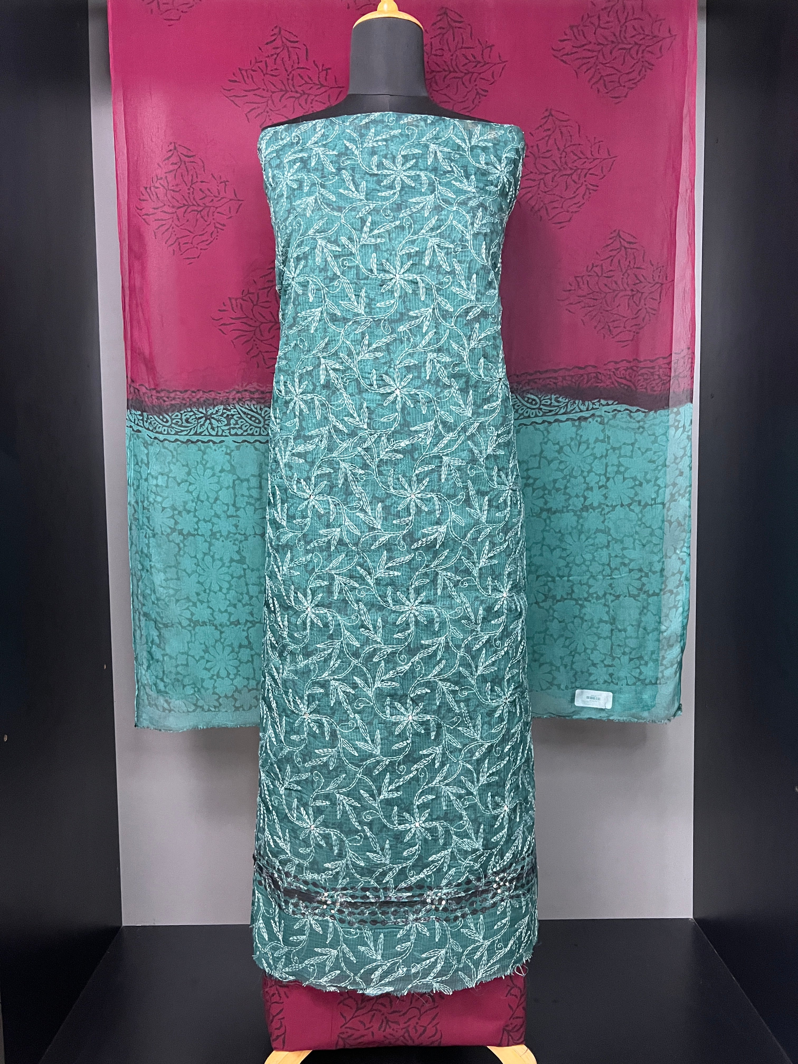 Tepchi Embroidery With Block Print Detailed Kota Salwar Set | SF1068